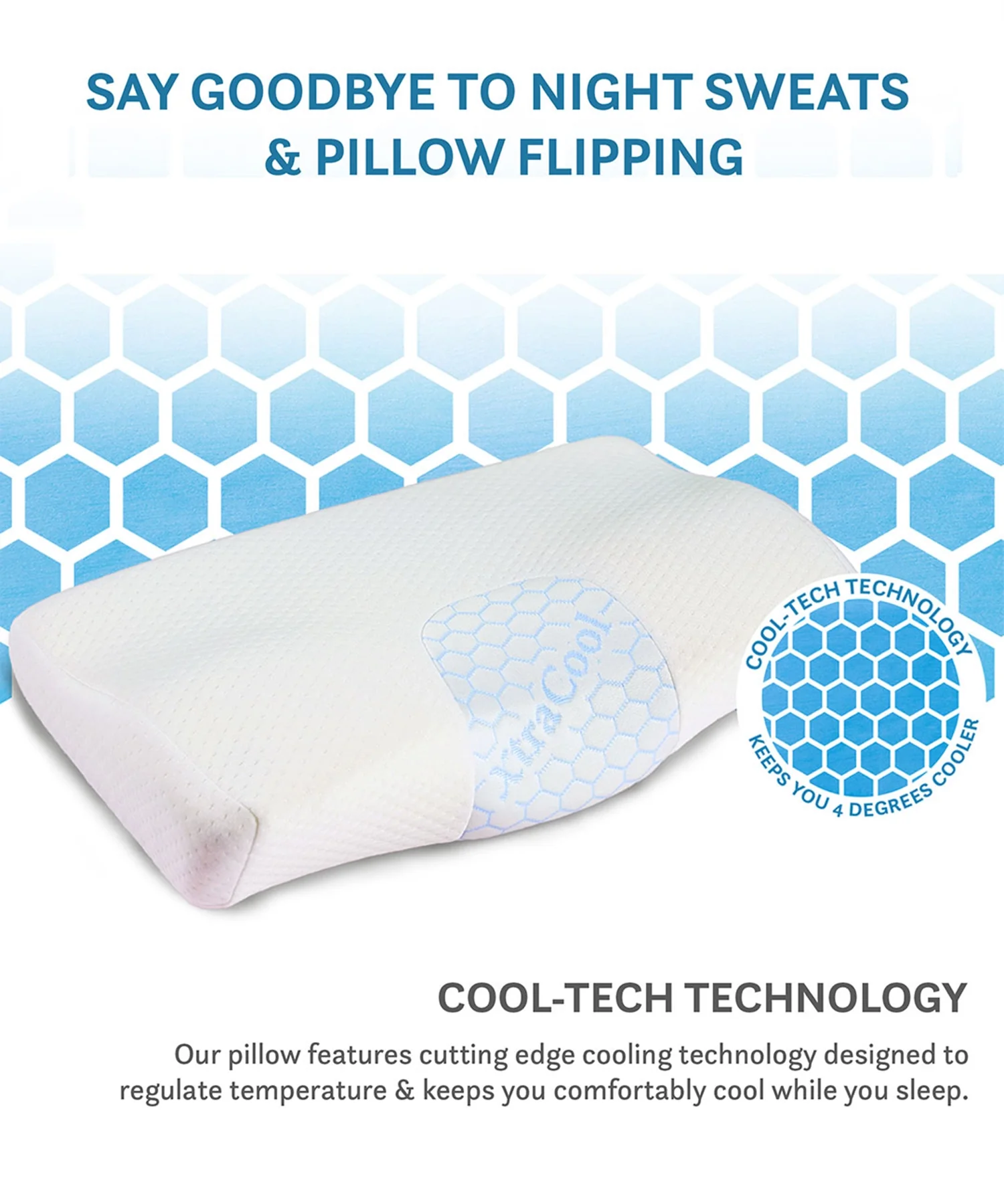 Classic Cool Tech neck Support Comfort 1 Pc Pillow|220 GSM Spun Polyester - Image 4