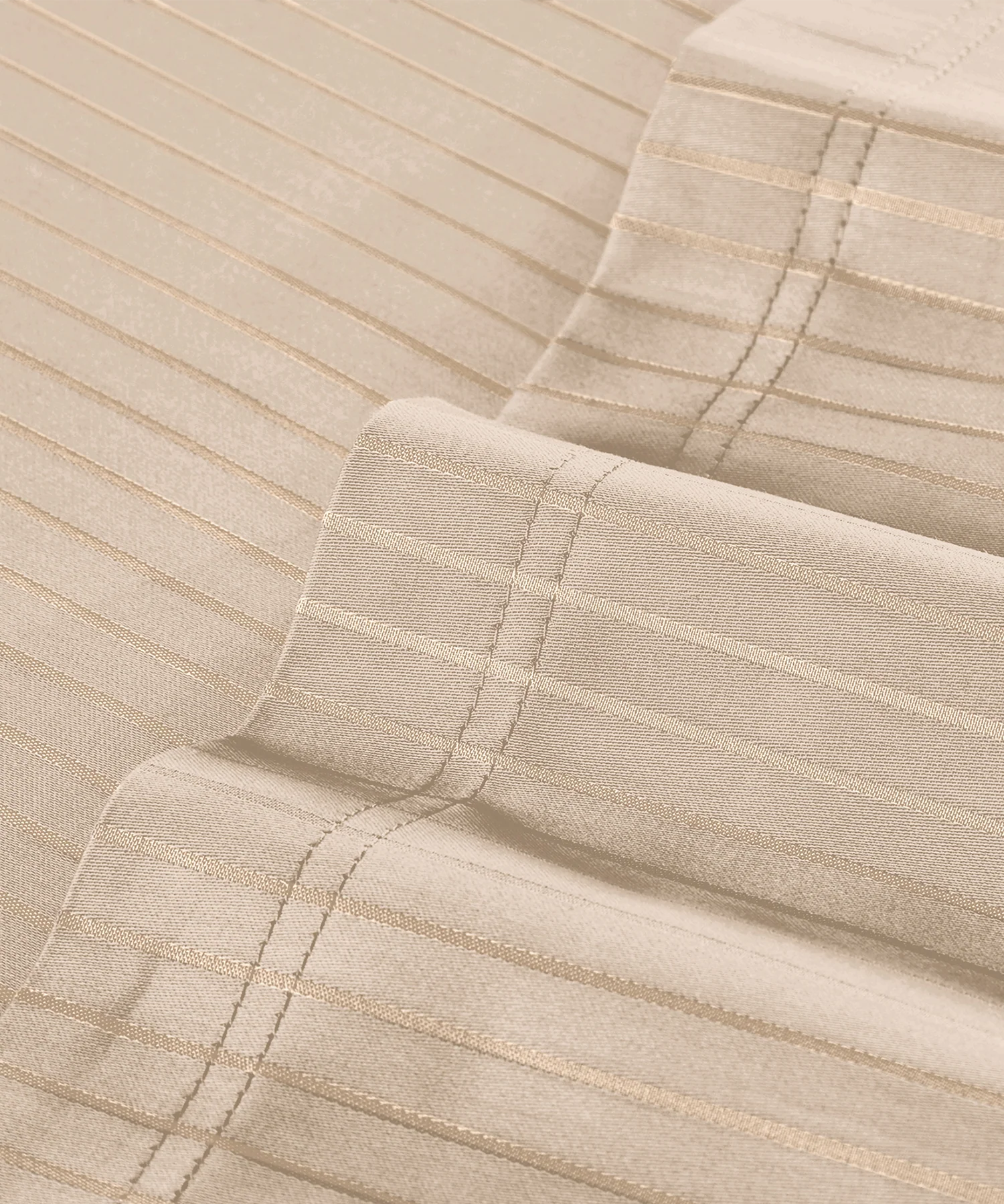 Classic Stripe Solid Single Bedsheet Set, Irish Cream|210 TC| 1 Pillow Covers - Image 4