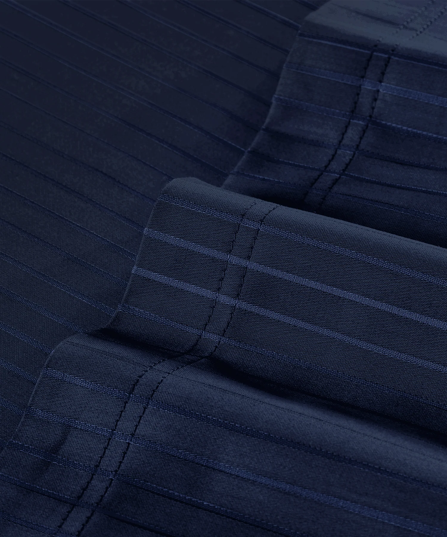 Classic Stripe Solid Dyed Single Bedsheet Set, Iron Blue|210 TC Cotton|1 Pillow Cover - Image 4