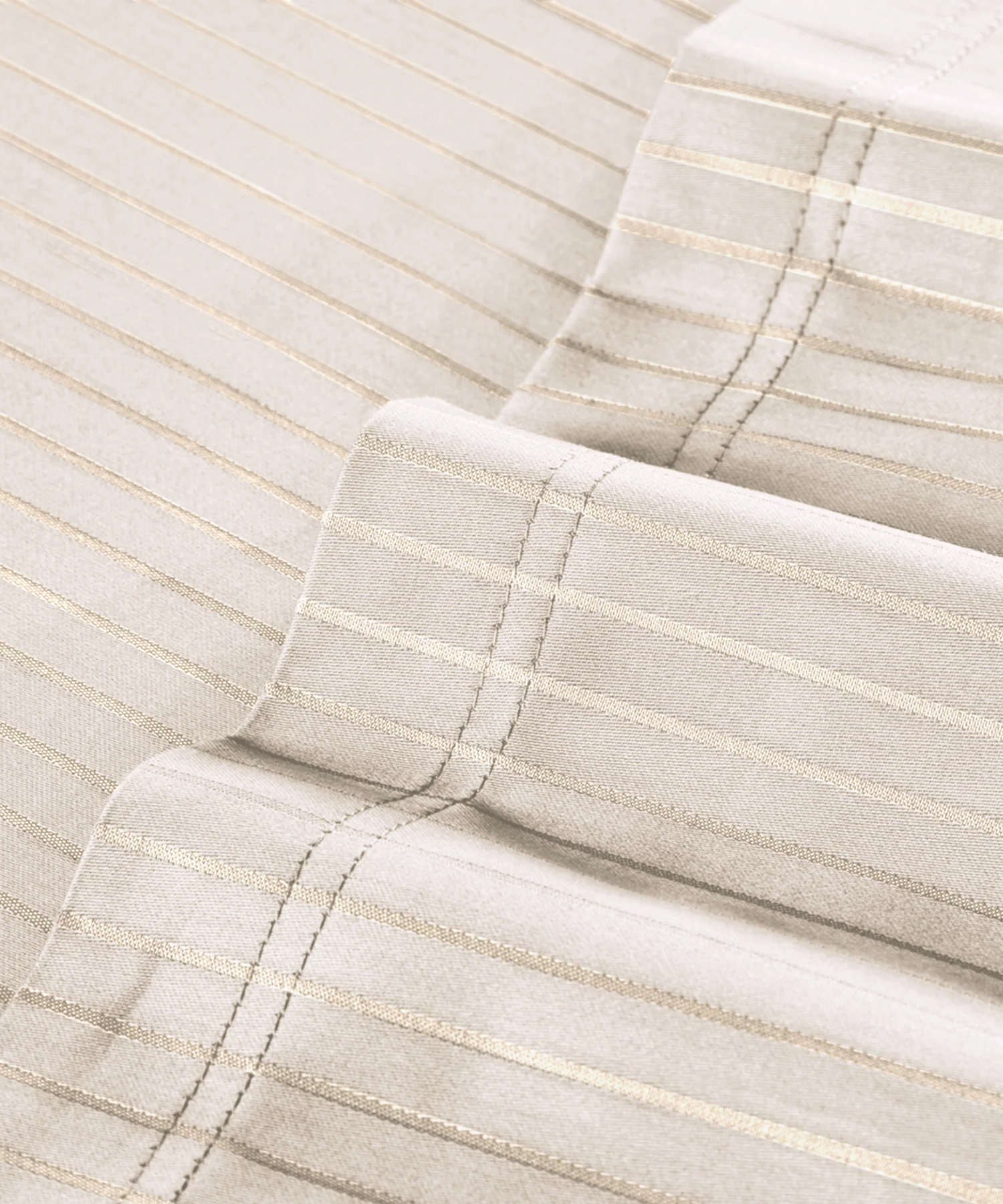 Classic Stripe Solid Dyed Single Bedsheet Set, Pearled Ivory|210 TC Cotton|1 Pillow Cover - Image 4