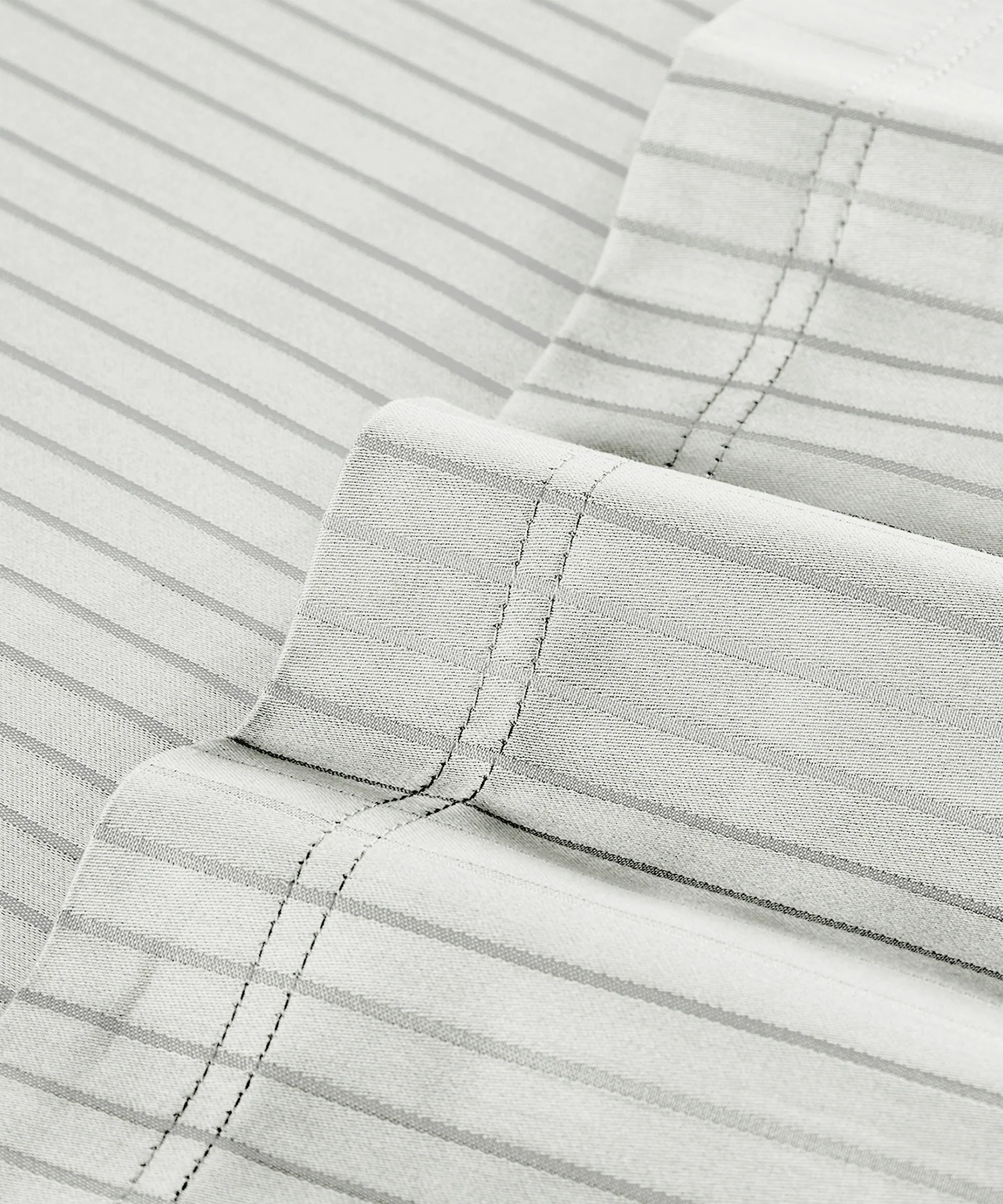 Classic Stripe Solid Dyed Single Bedsheet, 210TC, Snow Flake - Image 4