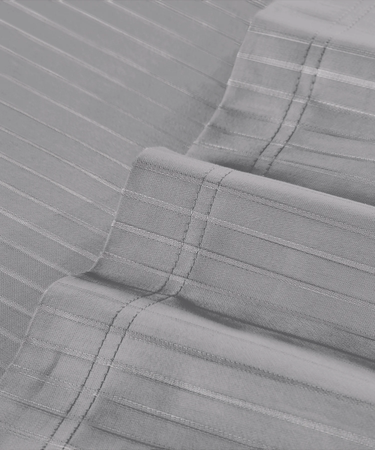 Classic Stripe Solid Dyed Single Bedsheet Set, Frost Grey|210 TC Cotton|1 Pillow Cover - Image 4