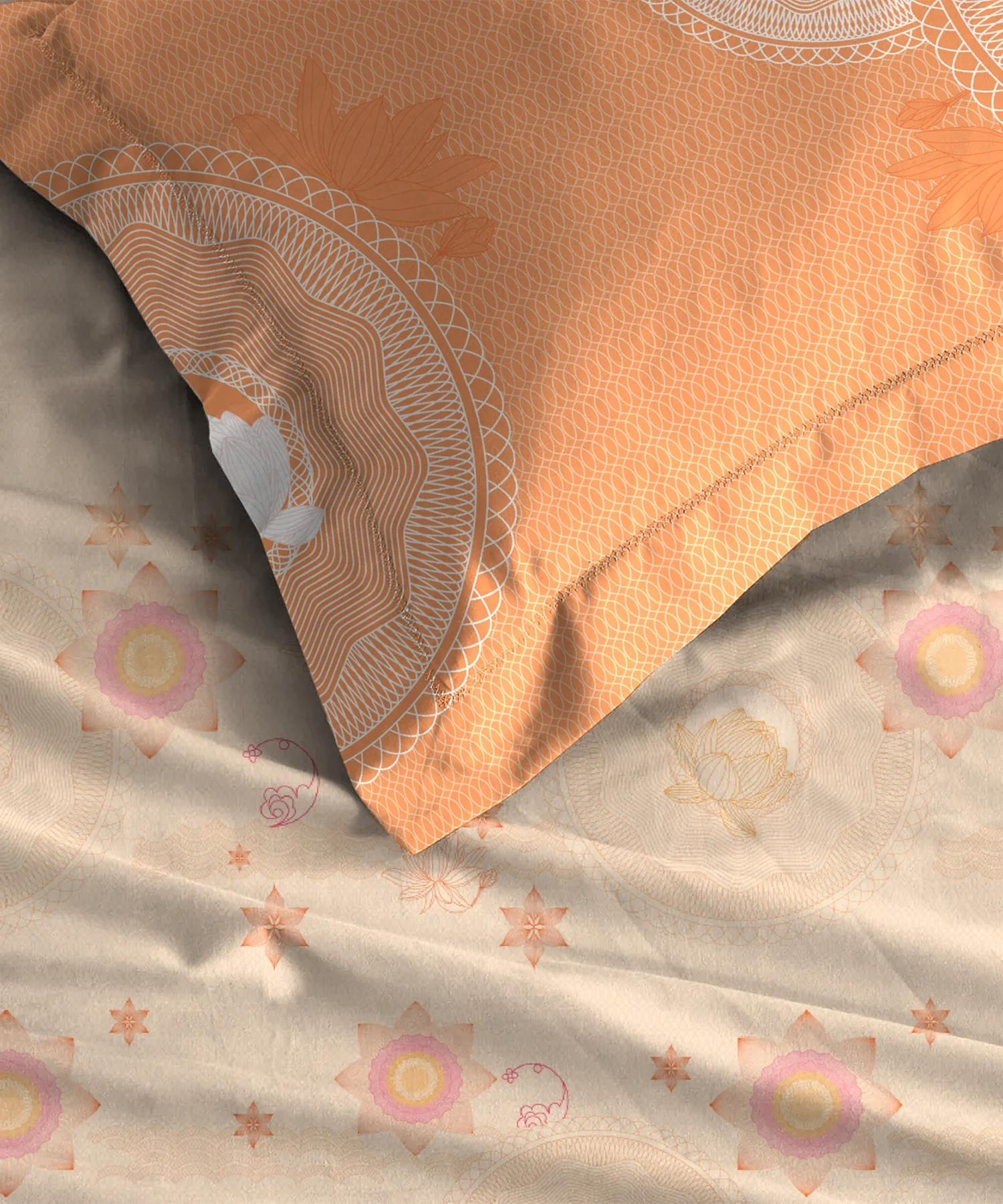 Classic Folklores King Bedsheet Set, In The Golden Hour|210 TC Cotton| 2 Pillow Covers - Image 5