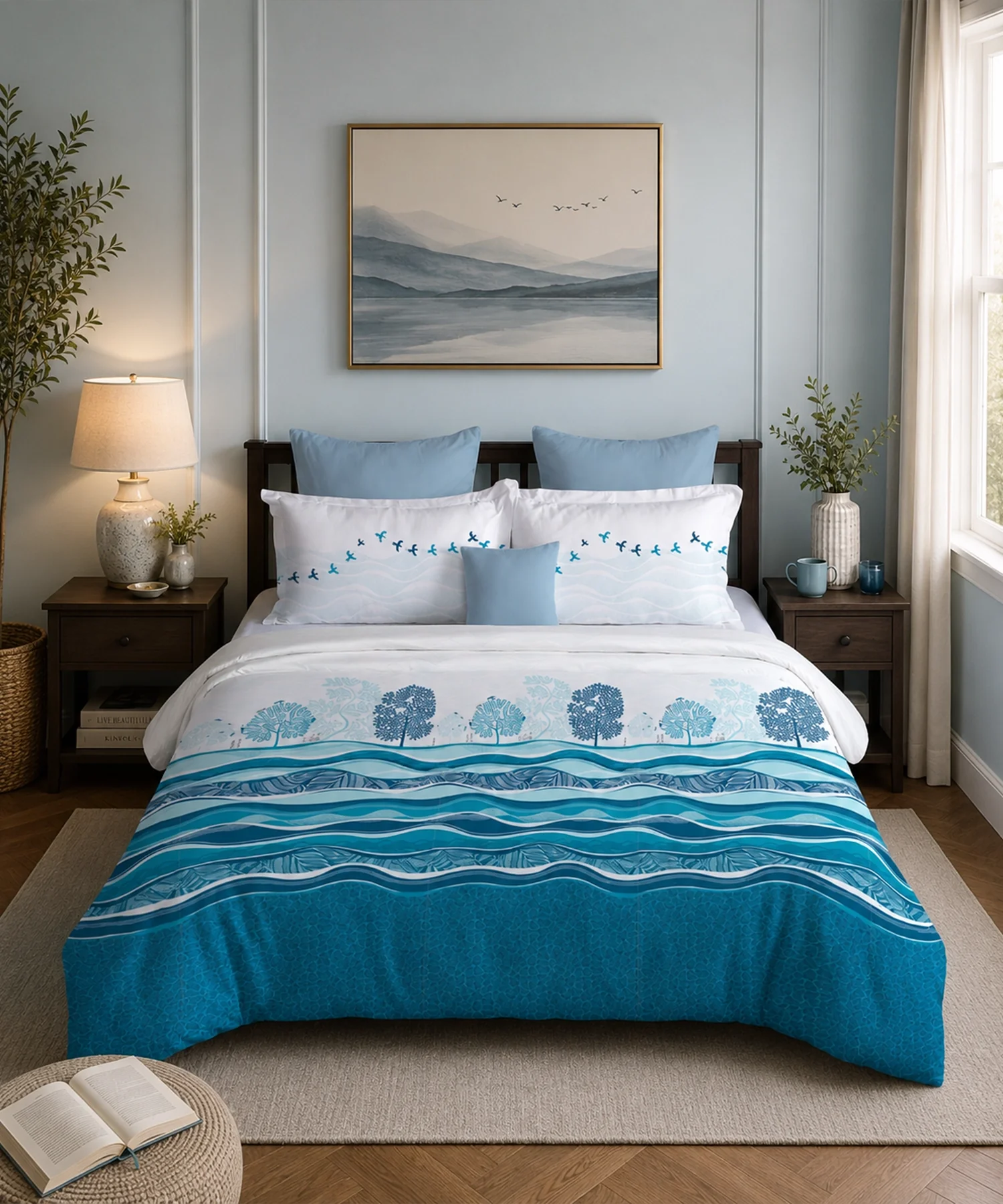 Classic Folklores King Bedsheet Set, River of Realms |210 TC Cotton| 2 Pillow Covers - Image 3