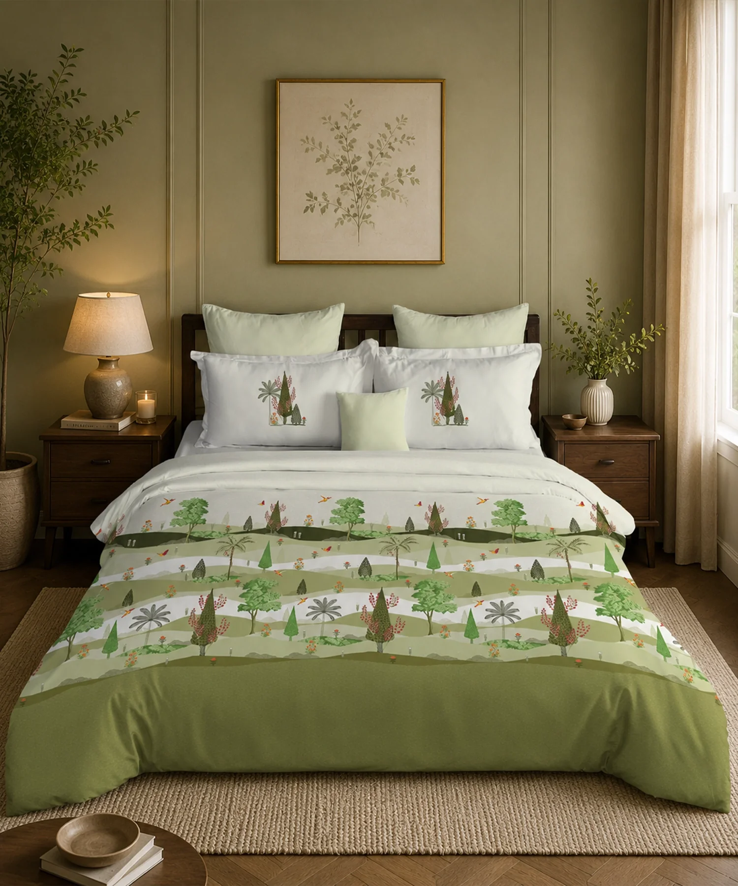 Classic Folklores King Bedsheet Set, Whispers of Vatika|210 TC Cotton| 2 Pillow Covers - Image 3