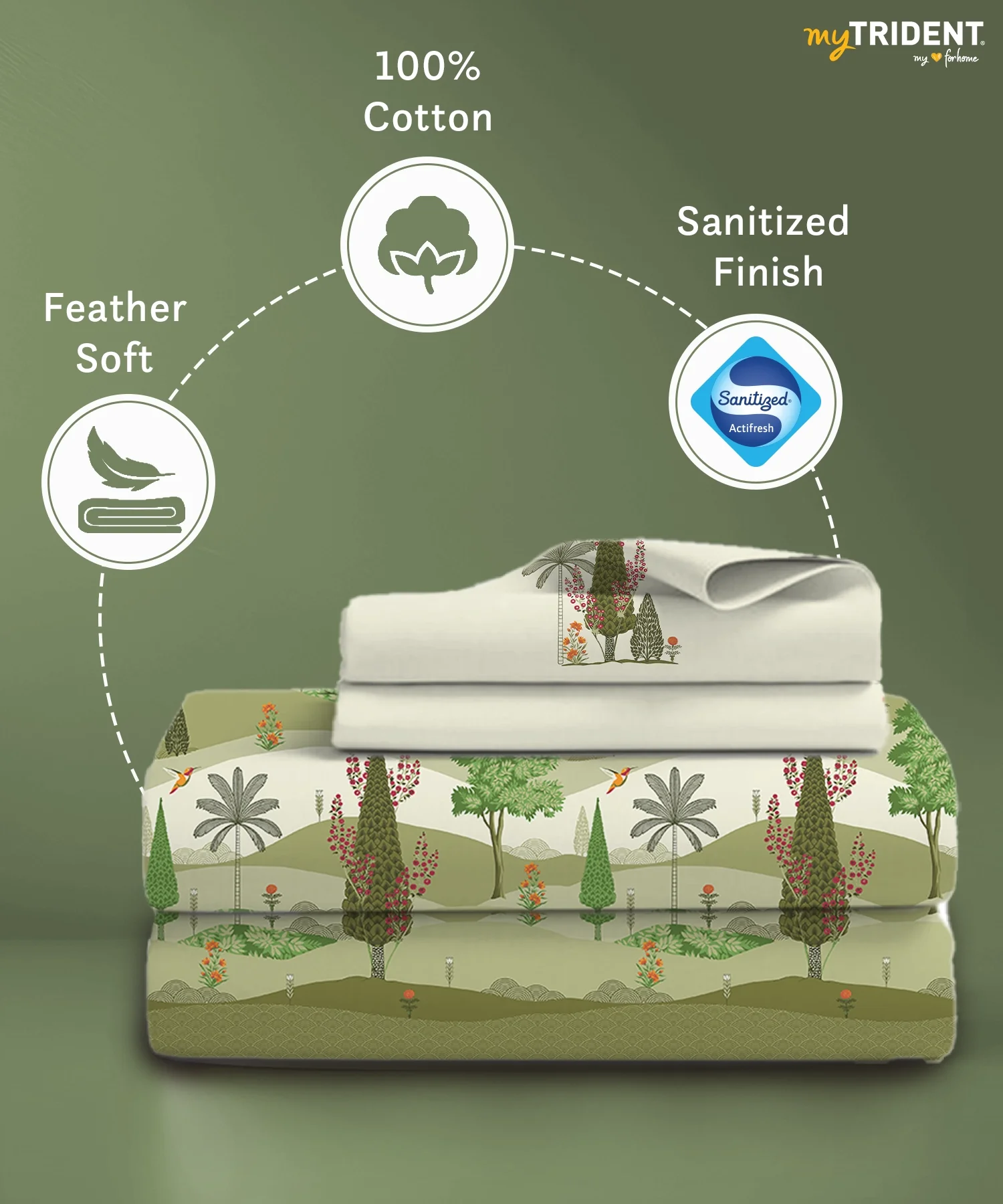 Classic Folklores King Bedsheet Set, Whispers of Vatika|210 TC Cotton| 2 Pillow Covers - Image 6