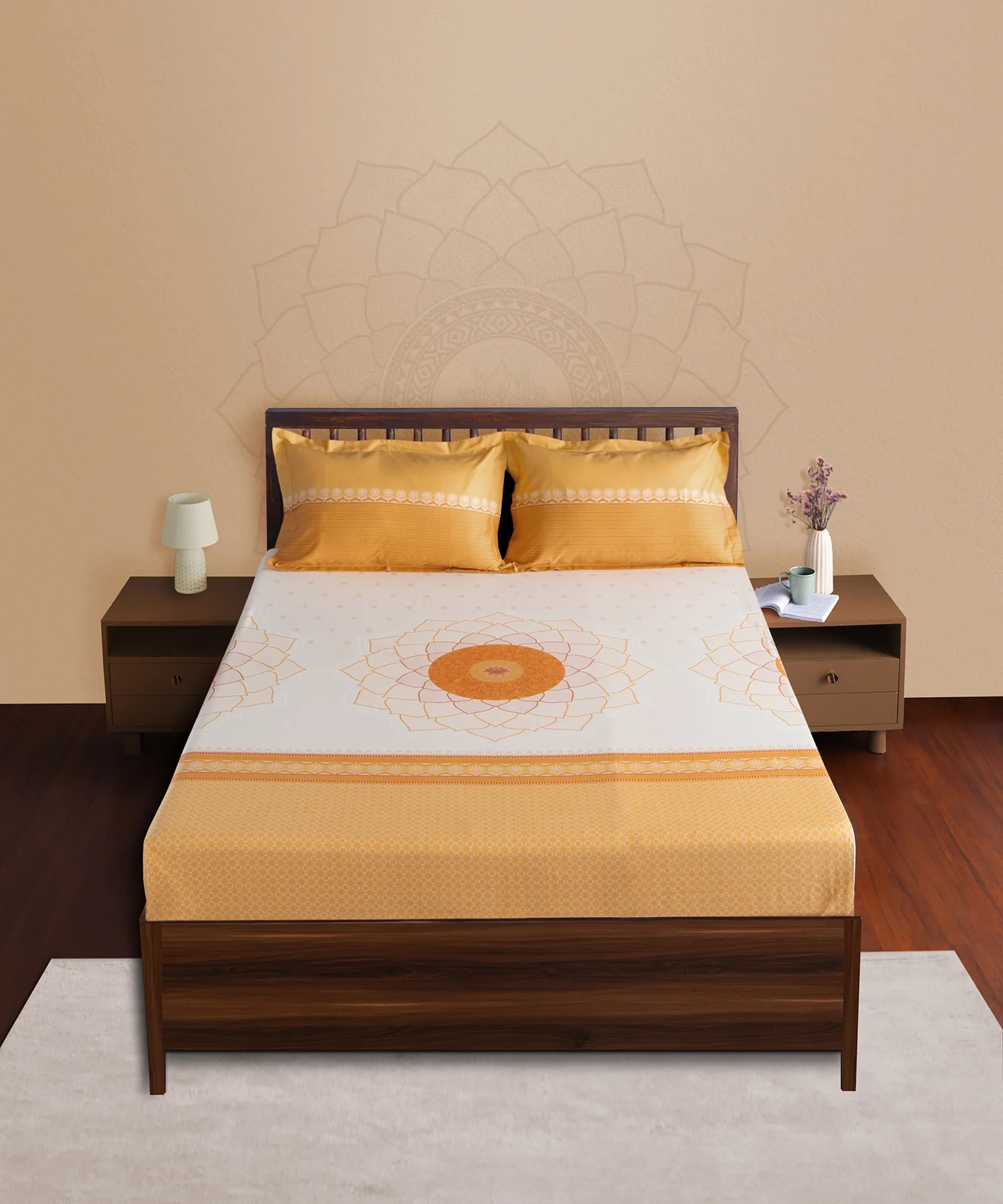 Classic Prakriti King Bedsheet Set, Arogya|210 TC Cotton|2 Pillow Covers - Image 7