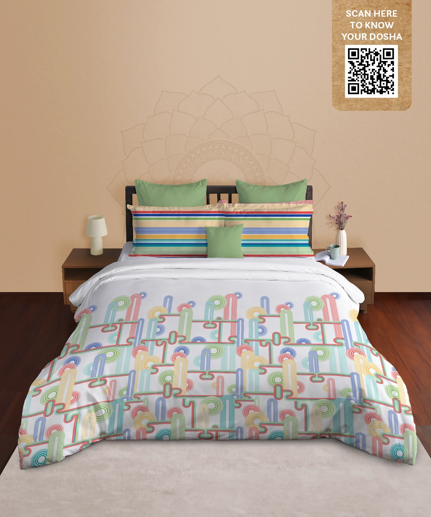 Classic Prakriti King Bedsheet Set, Urja|210 TC Cotton|2 Pillow Covers