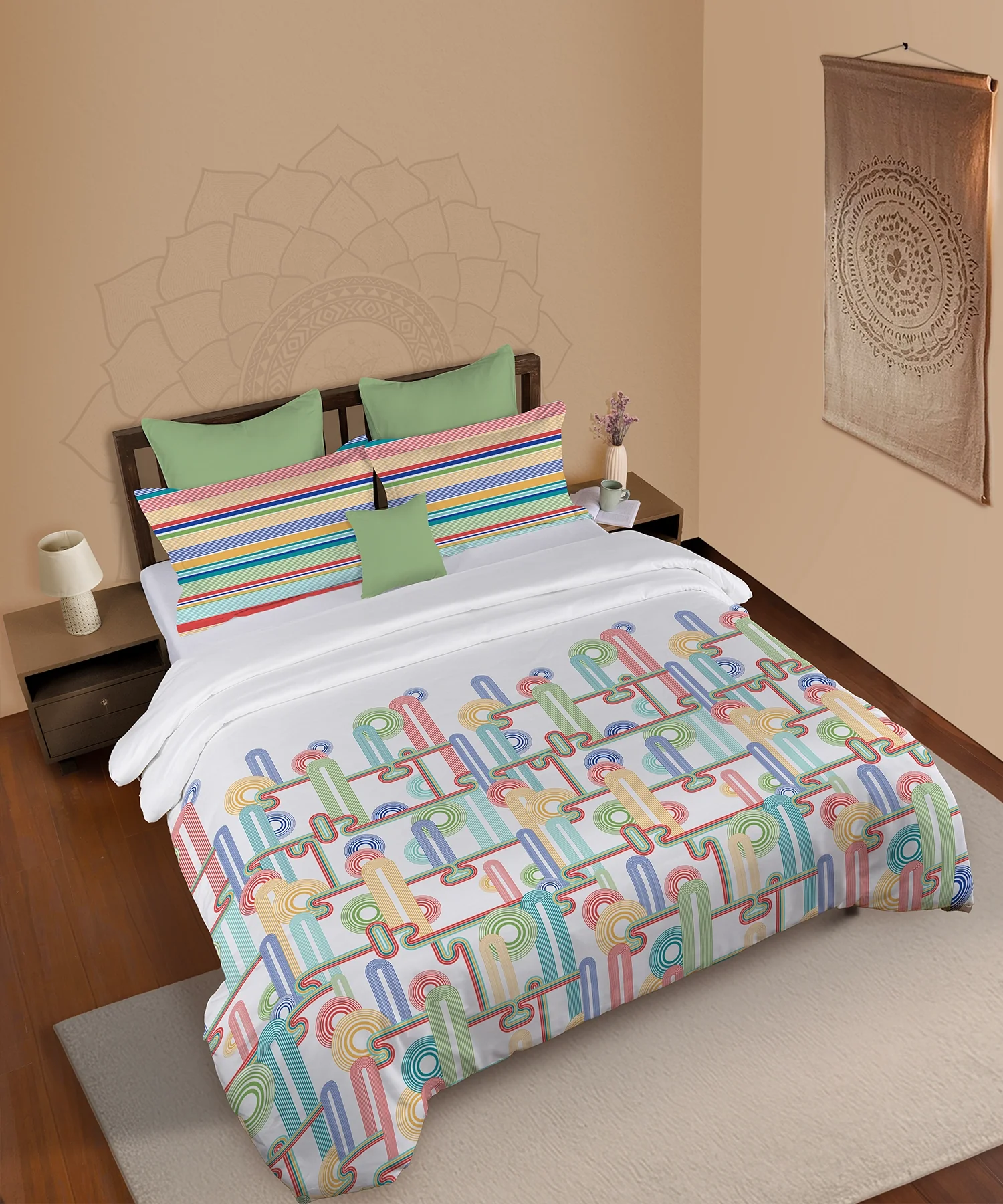 Classic Prakriti King Bedsheet Set, Urja|210 TC Cotton|2 Pillow Covers - Image 5
