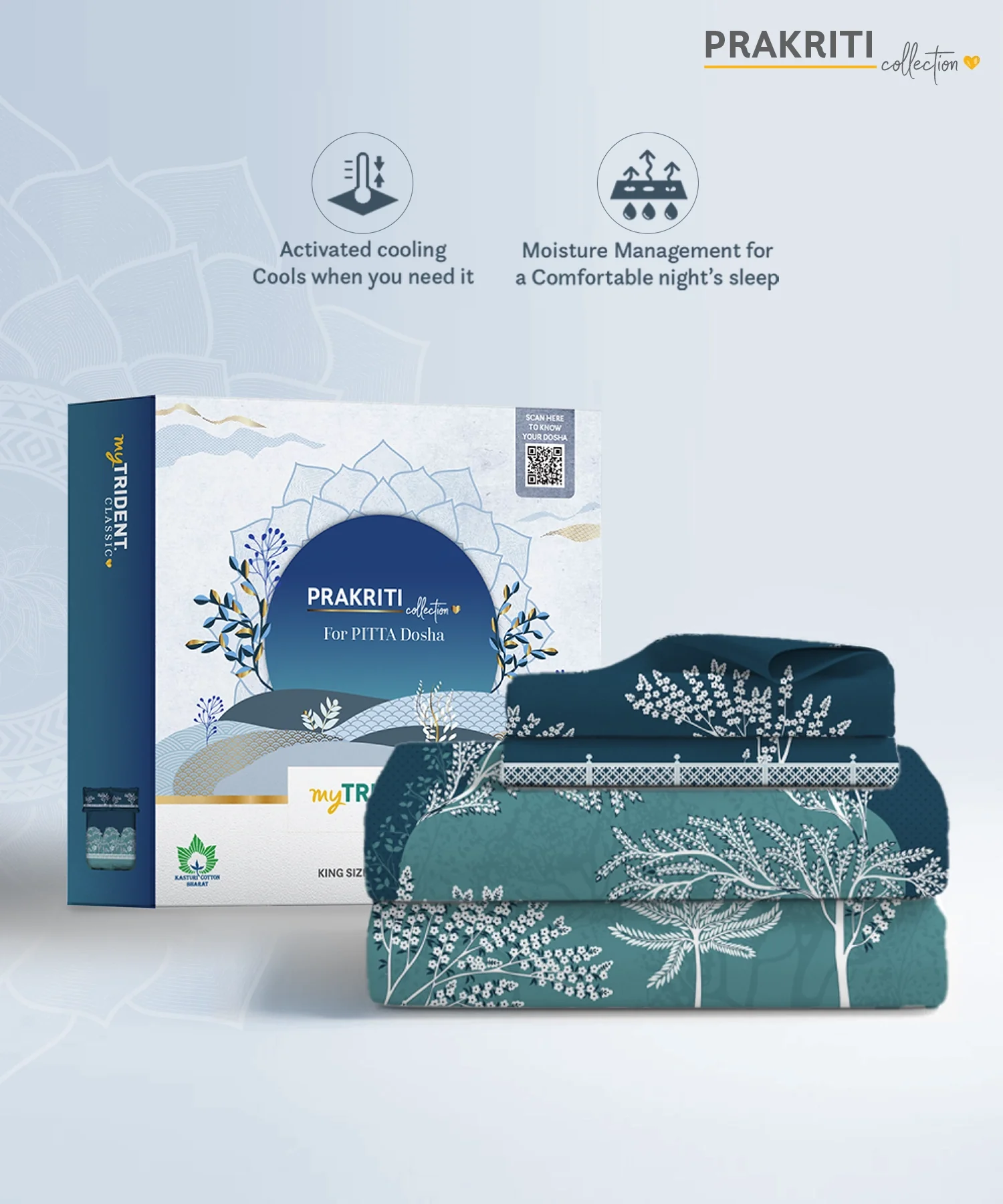 Classic Prakriti King Bedsheet Set, Vayu|210 TC Cotton|2 Pillow Covers - Image 4