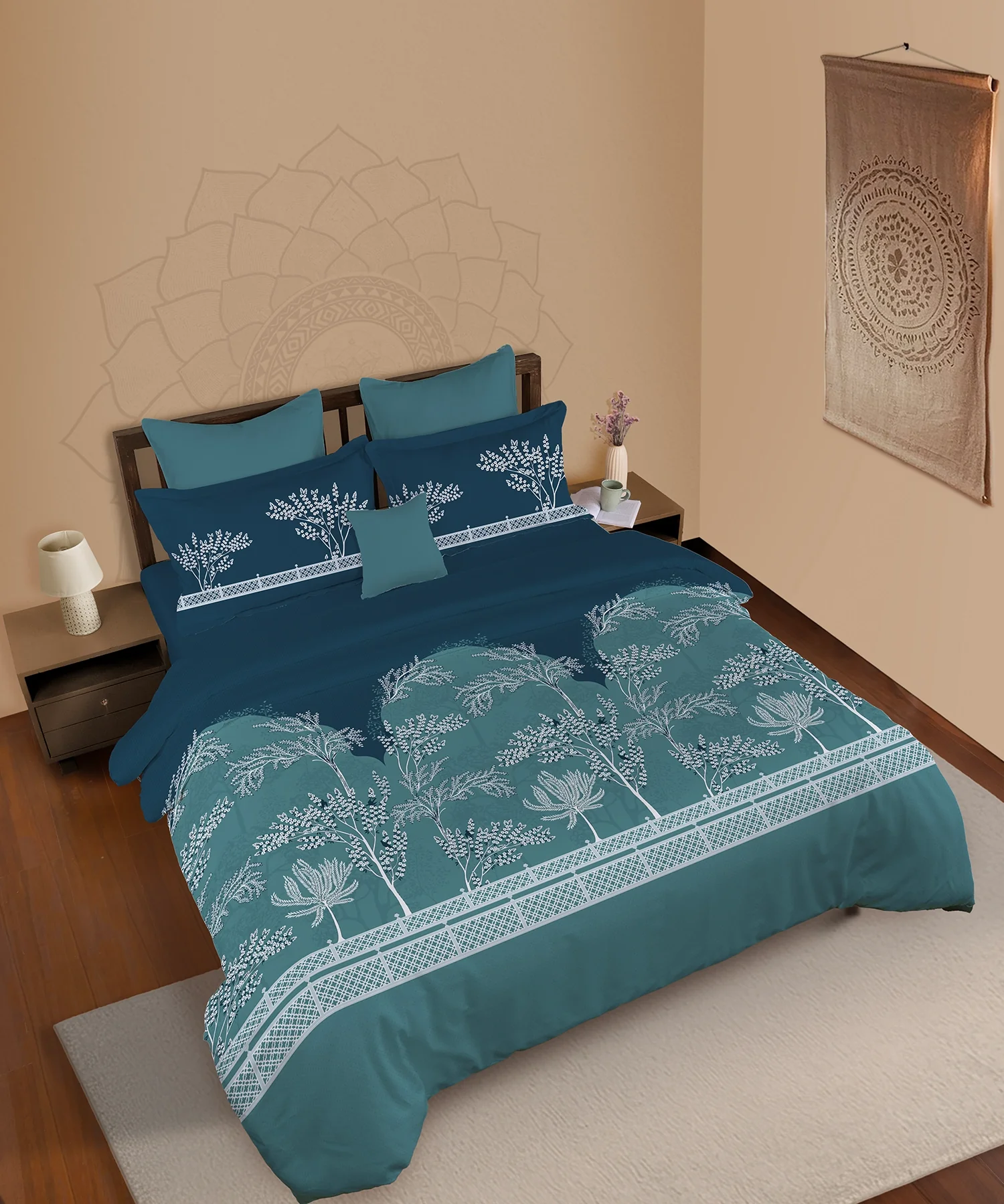 Classic Prakriti King Bedsheet Set, Vayu|210 TC Cotton|2 Pillow Covers - Image 5