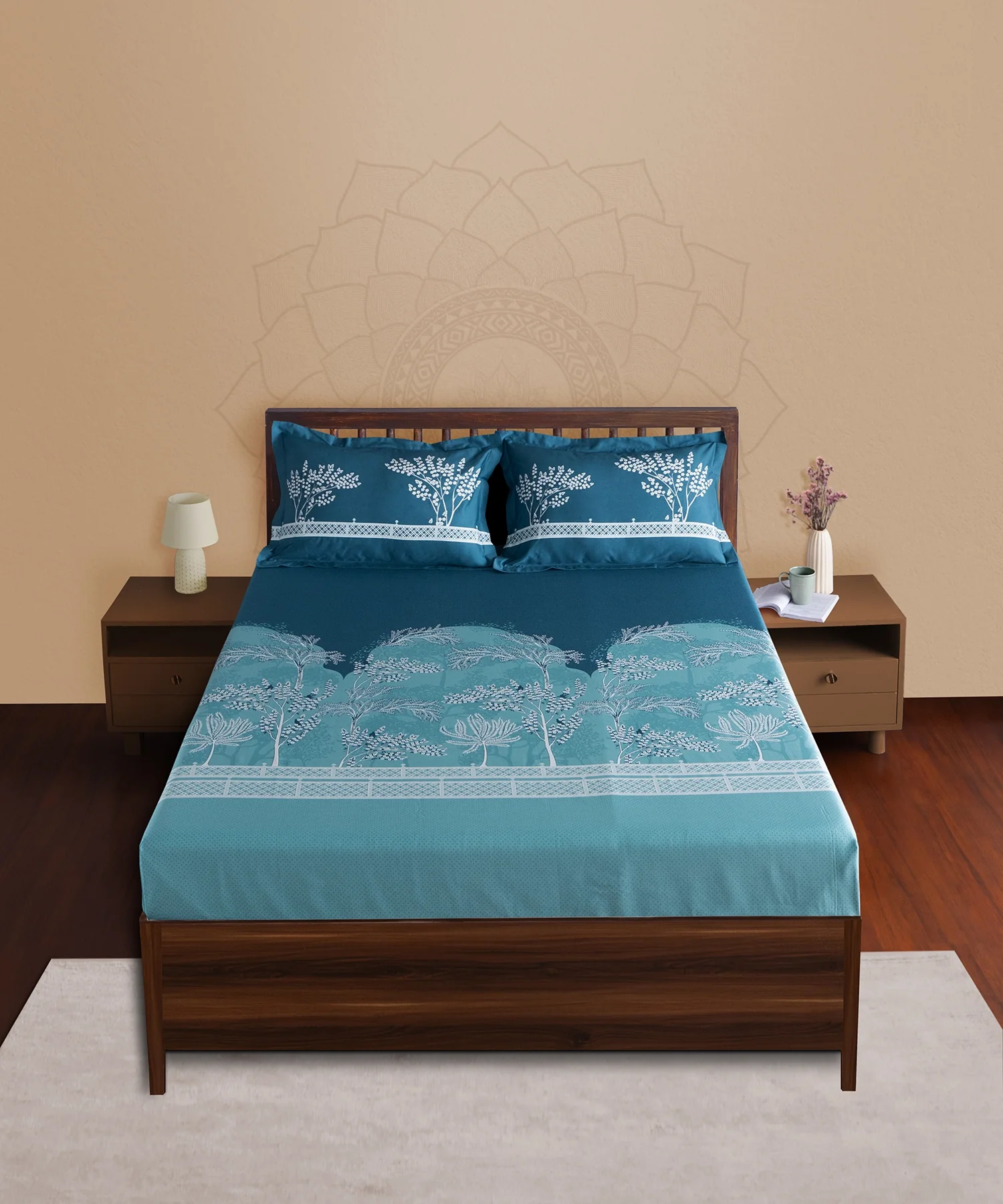 Classic Prakriti King Bedsheet Set, Vayu|210 TC Cotton|2 Pillow Covers - Image 7