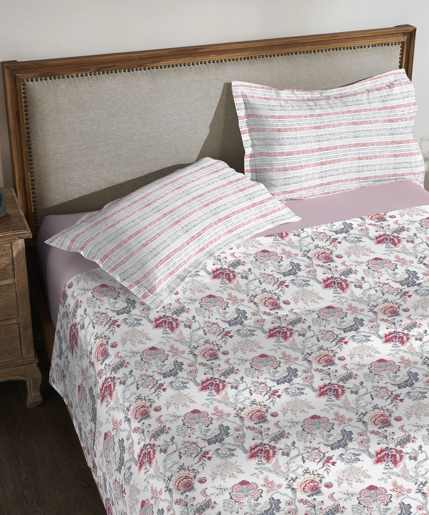 Classic King Bedsheet Set, Anther Pink|200 TC Cotton| 2 Pillow Covers - Image 3