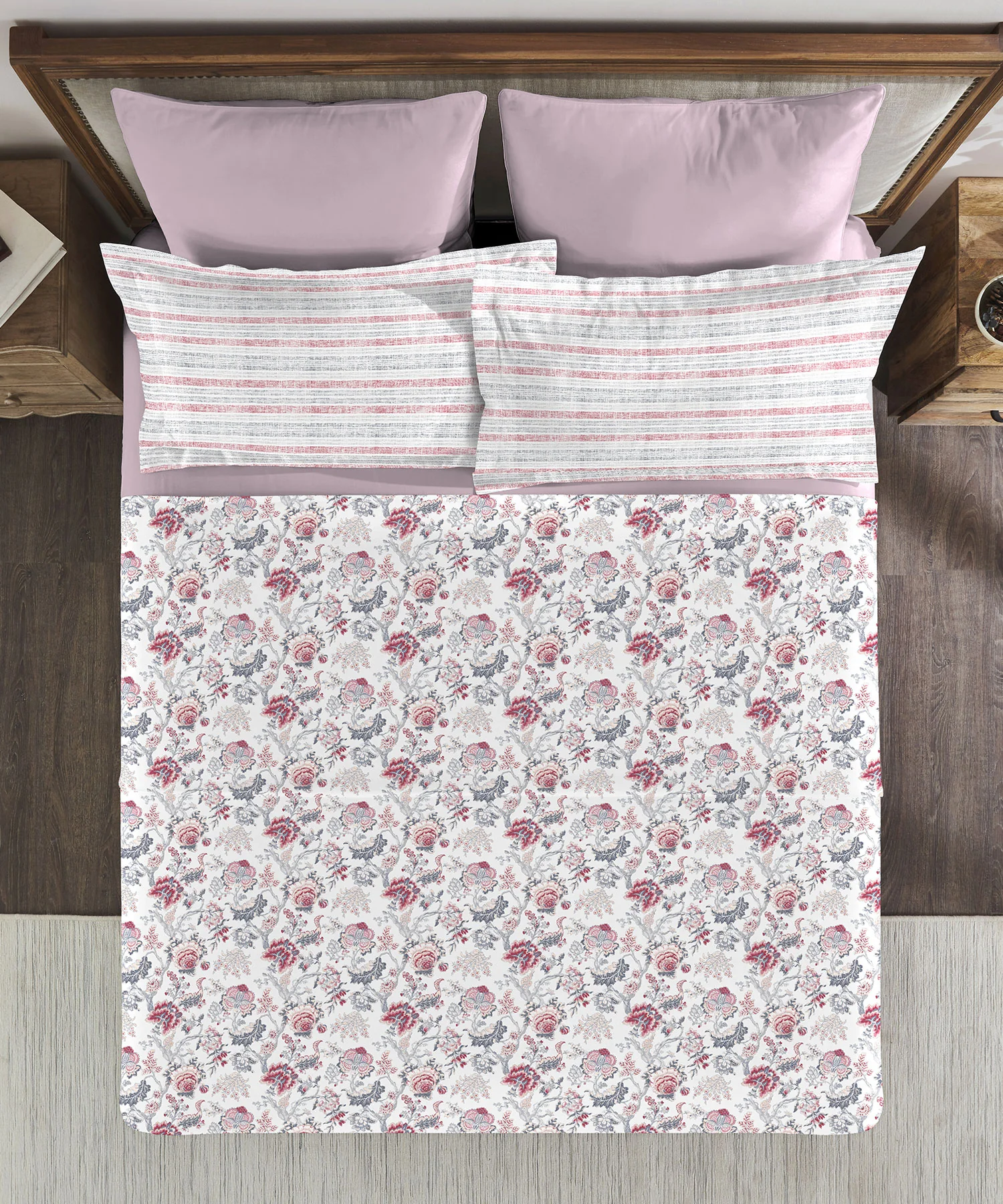 Classic King Bedsheet Set, Anther Pink|200 TC Cotton| 2 Pillow Covers - Image 4