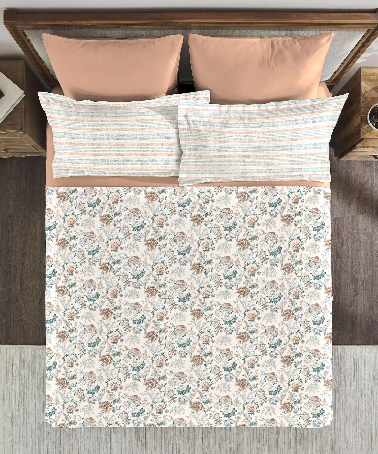 Classic King Bedsheet Set, Anther Terracotta|200 TC Cotton| 2 Pillow Covers - Image 4
