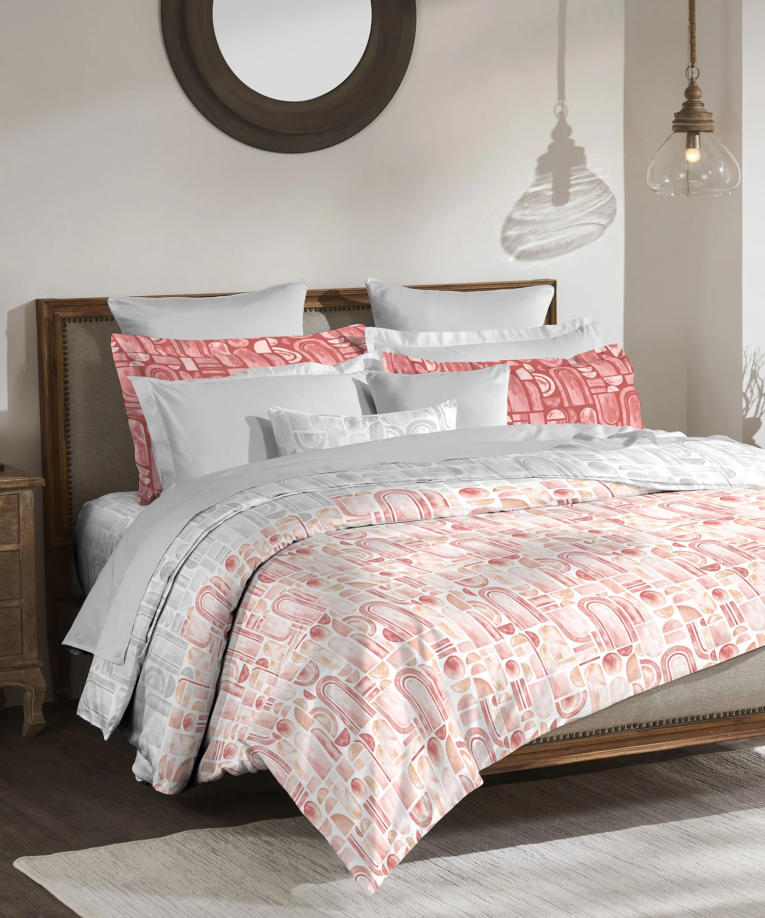 Classic King Bedsheet Set, Coraline Peach|200 TC Cotton| 2 Pillow Covers - Image 2