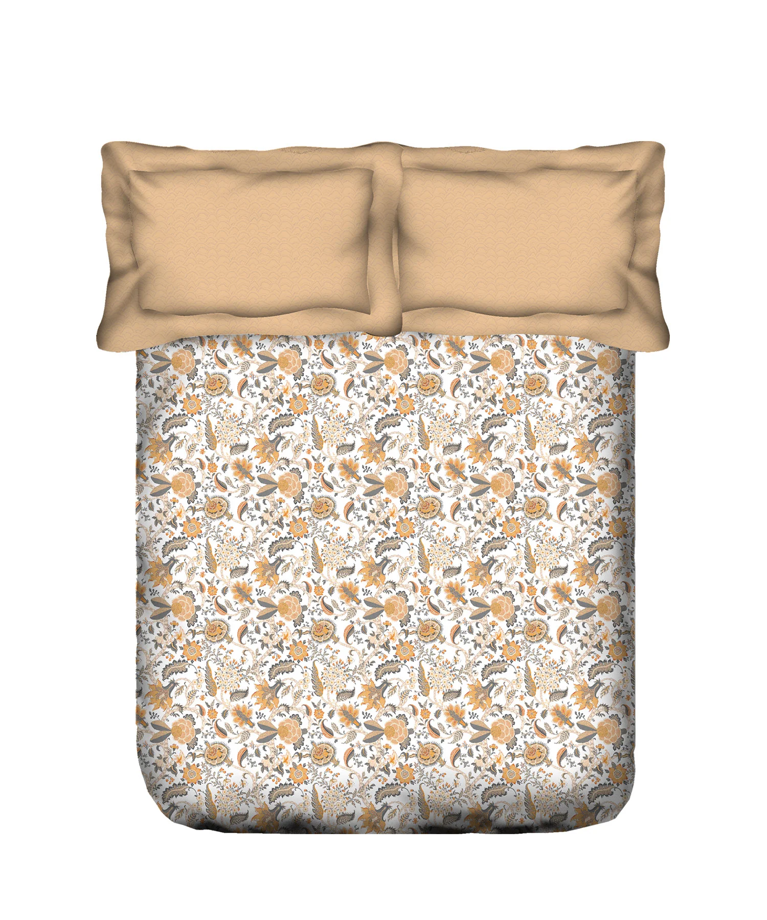 Classic King Bedsheet Set, Fiona Orange|200 TC Cotton| 2 Pillow Covers - Image 5