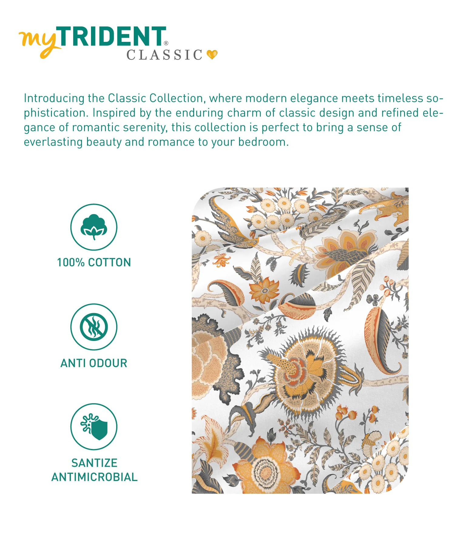 Classic King Bedsheet Set, Fiona Orange|200 TC Cotton| 2 Pillow Covers - Image 7