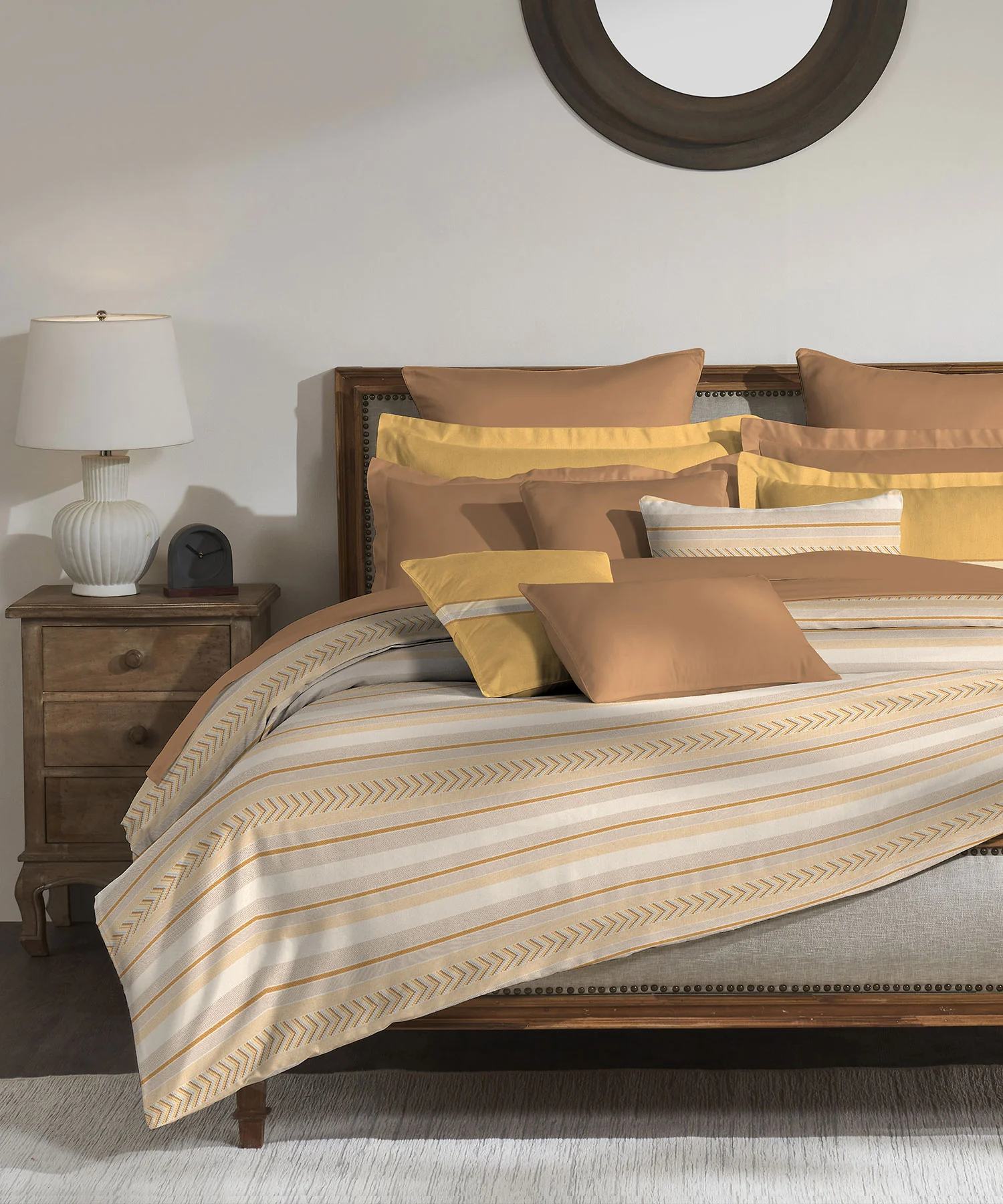 Classic King Bedsheet Set, Jane Ochre|200 TC Cotton| 2 Pillow Covers