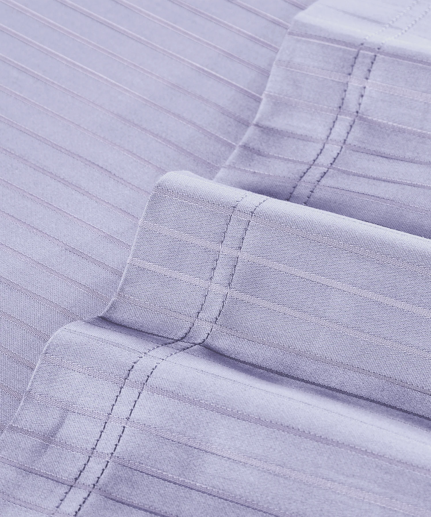 Classic Stripe Solid King Bedsheet Set, Amethyst|210 TC Cotton| 2 Pillow Covers - Image 5