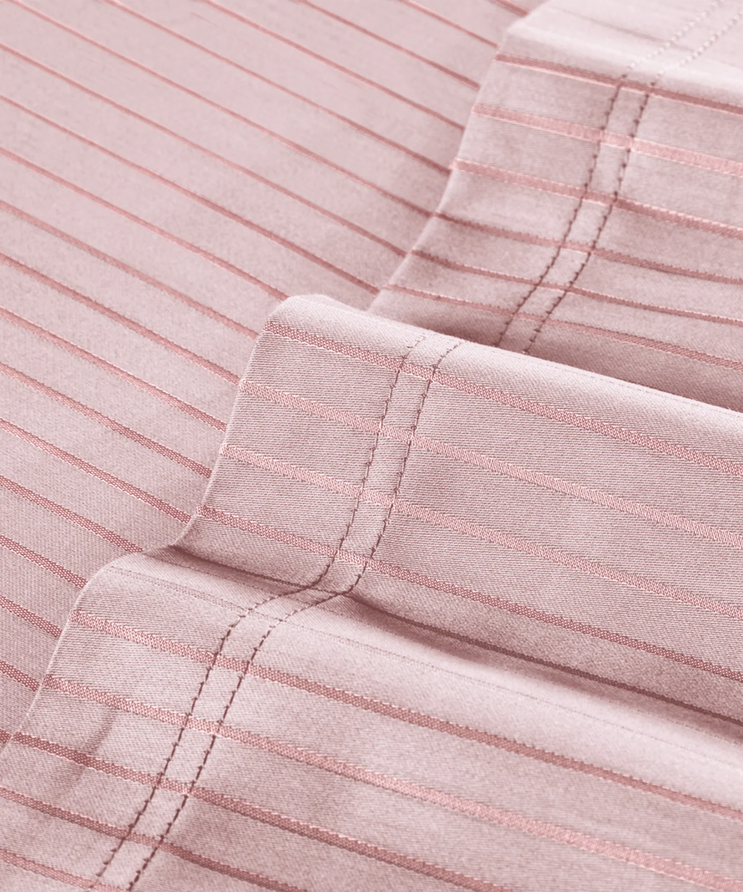Classic Stripe Solid King Bedsheet Set, Pale Mauve|210 TC Cotton| 2 Pillow Covers - Image 5