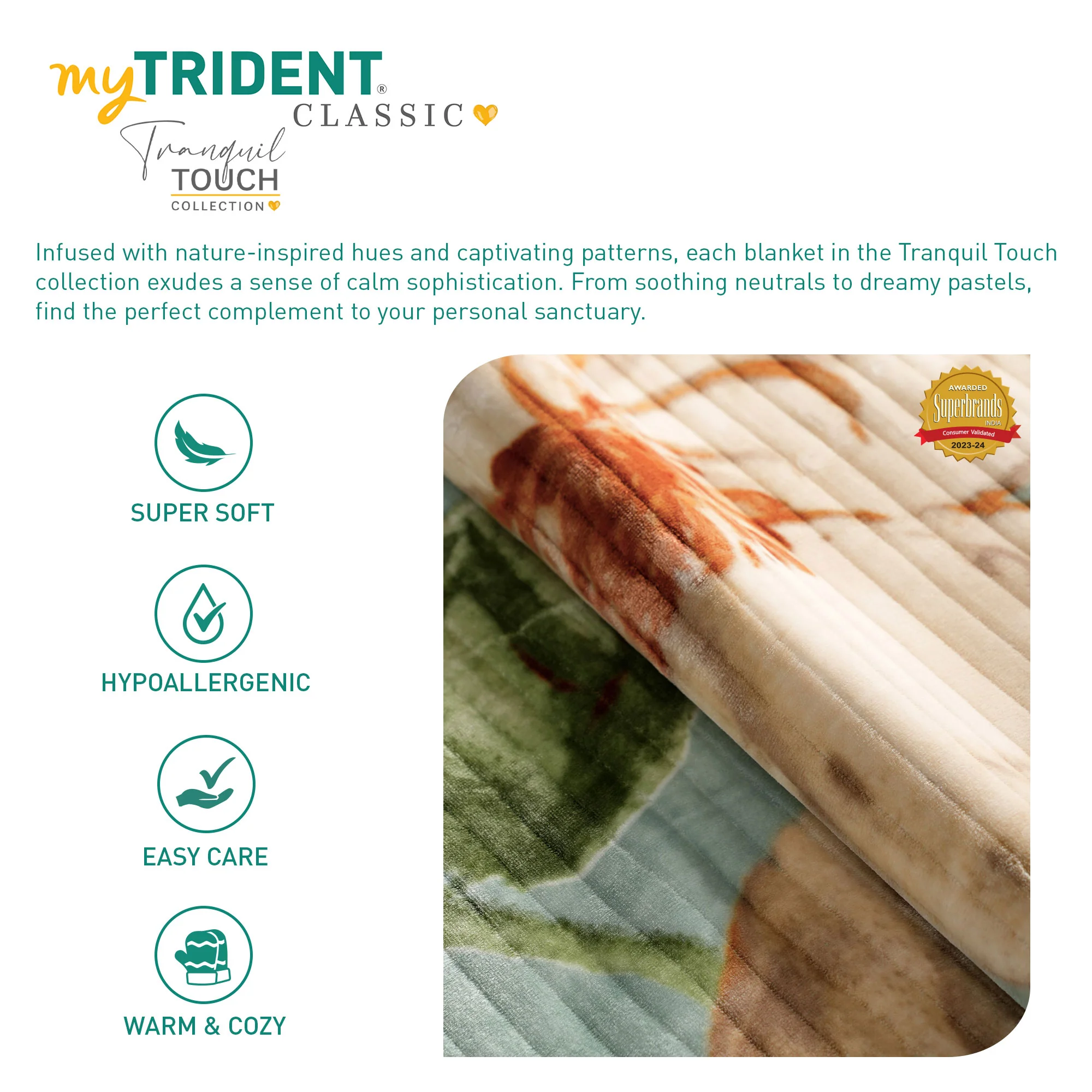 Classic Tranquil Touch 2 ply Double Blanket, Ivy| 4 KG - Image 10