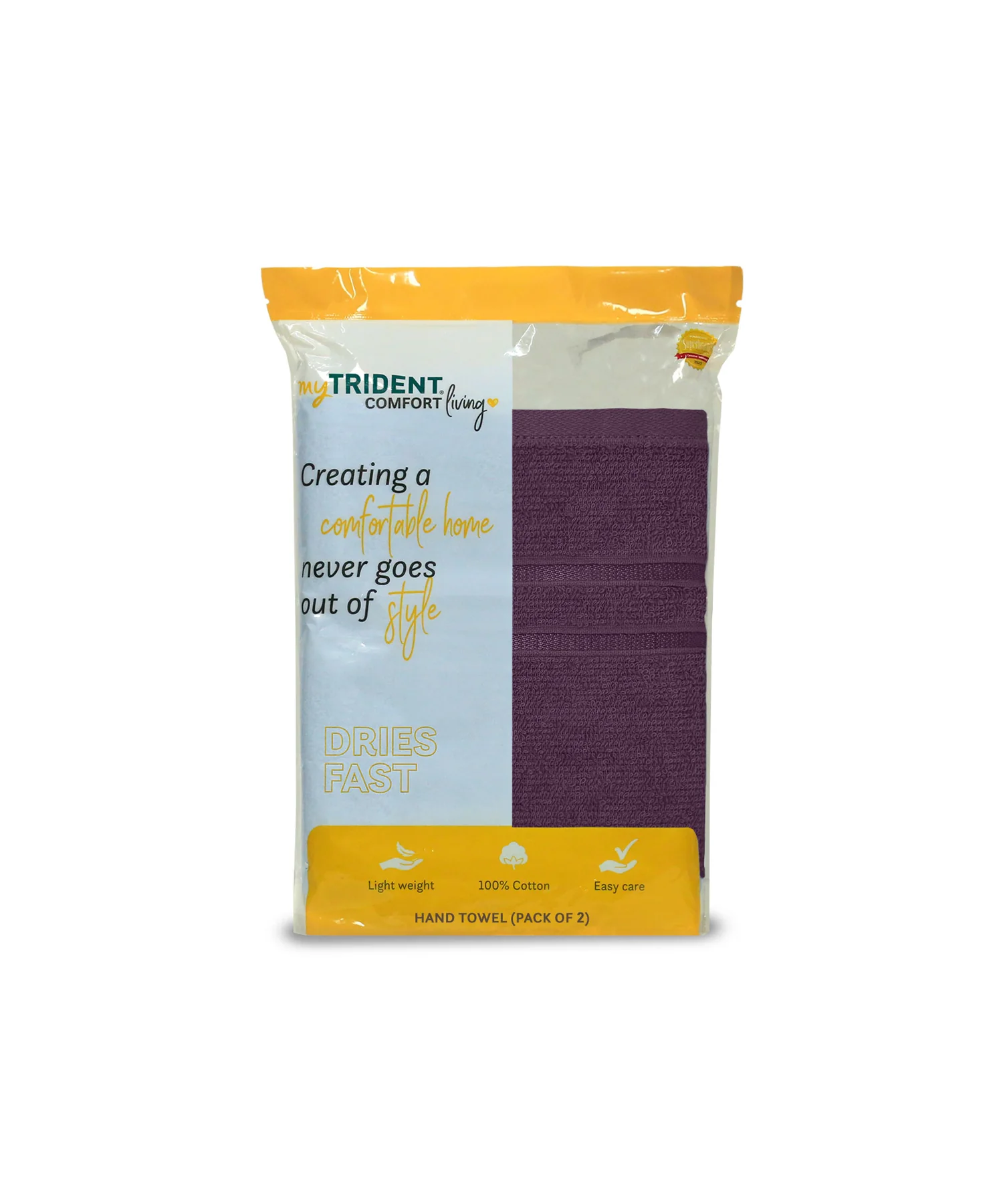 Comfort Living 2Pc Hand Towel ,400 Gsm, Quickly Dry, Black Current - Image 4