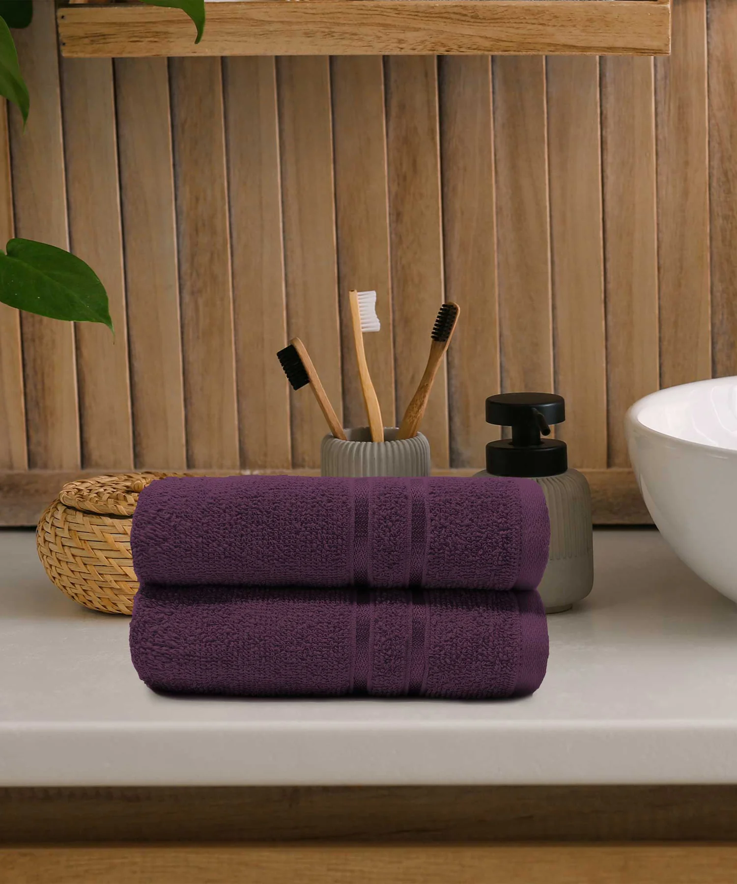 Comfort Living 2Pc Hand Towel ,400 Gsm, Quickly Dry, Black Current - Image 6