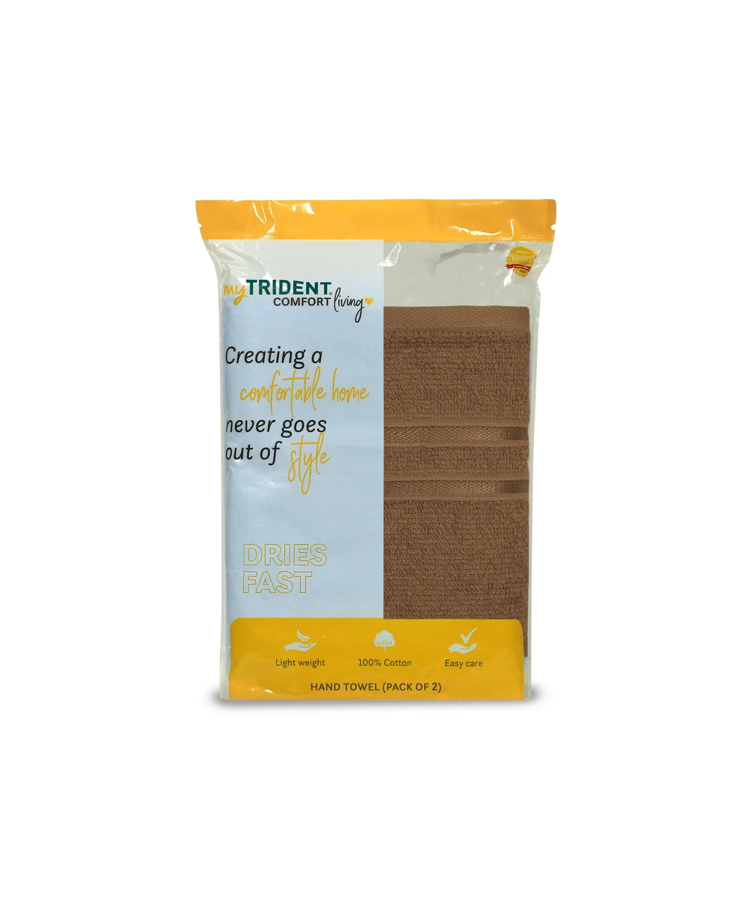 Comfort Living 2Pc Hand Towel ,400 Gsm, Quicky Dry, Coconut Shell - Image 8