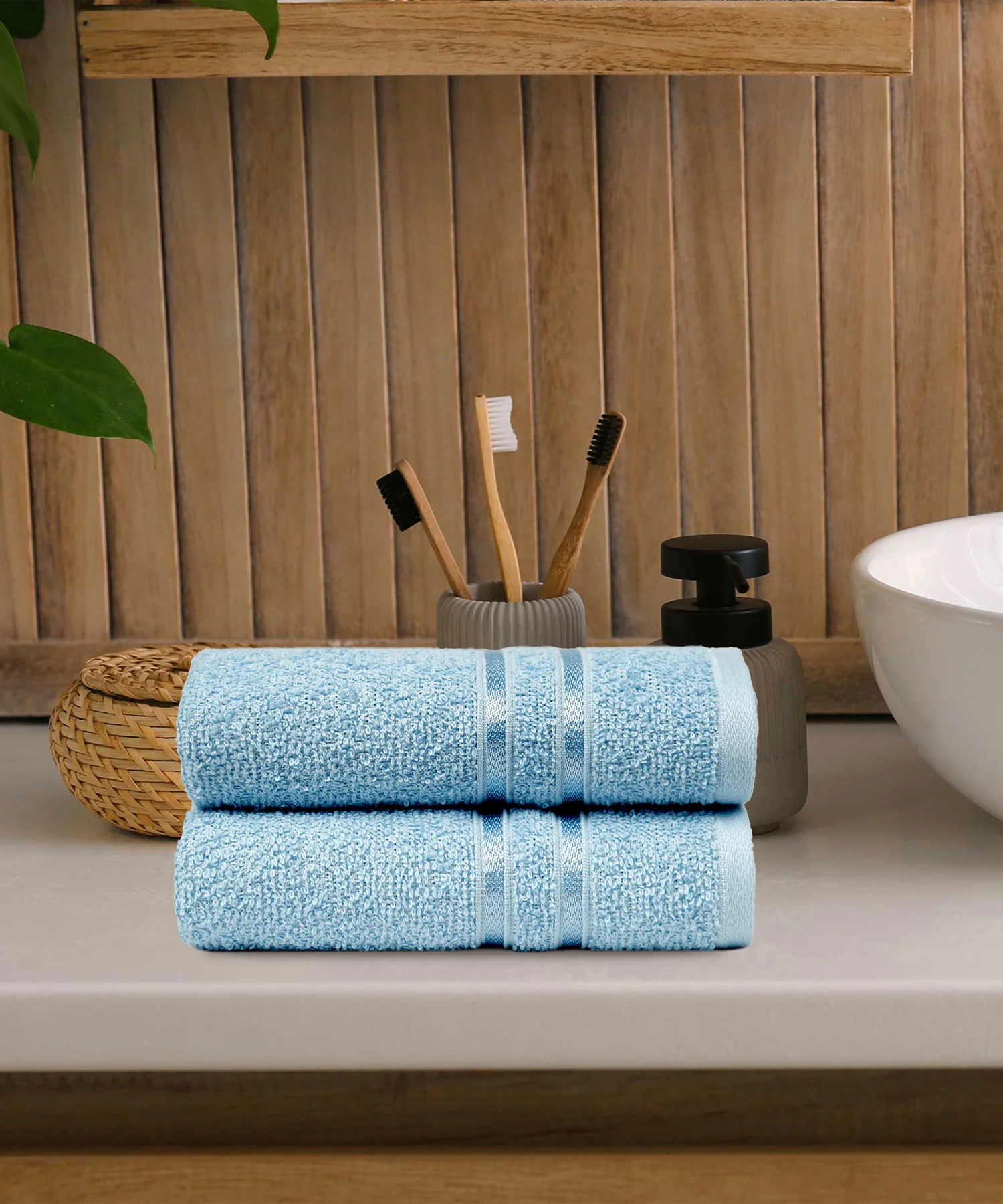 Comfort Living 2Pc Hand Towel ,400 Gsm, Quicky Dry, Cool Blue - Image 4