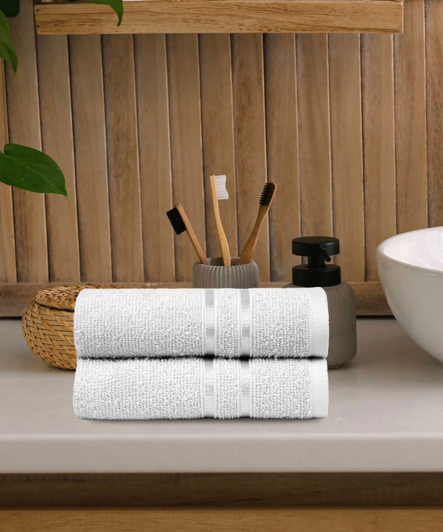 Comfort Living 2Pc Hand Towel, Ice Grey|400 GSM Cotton| Quicky Dry - Image 4