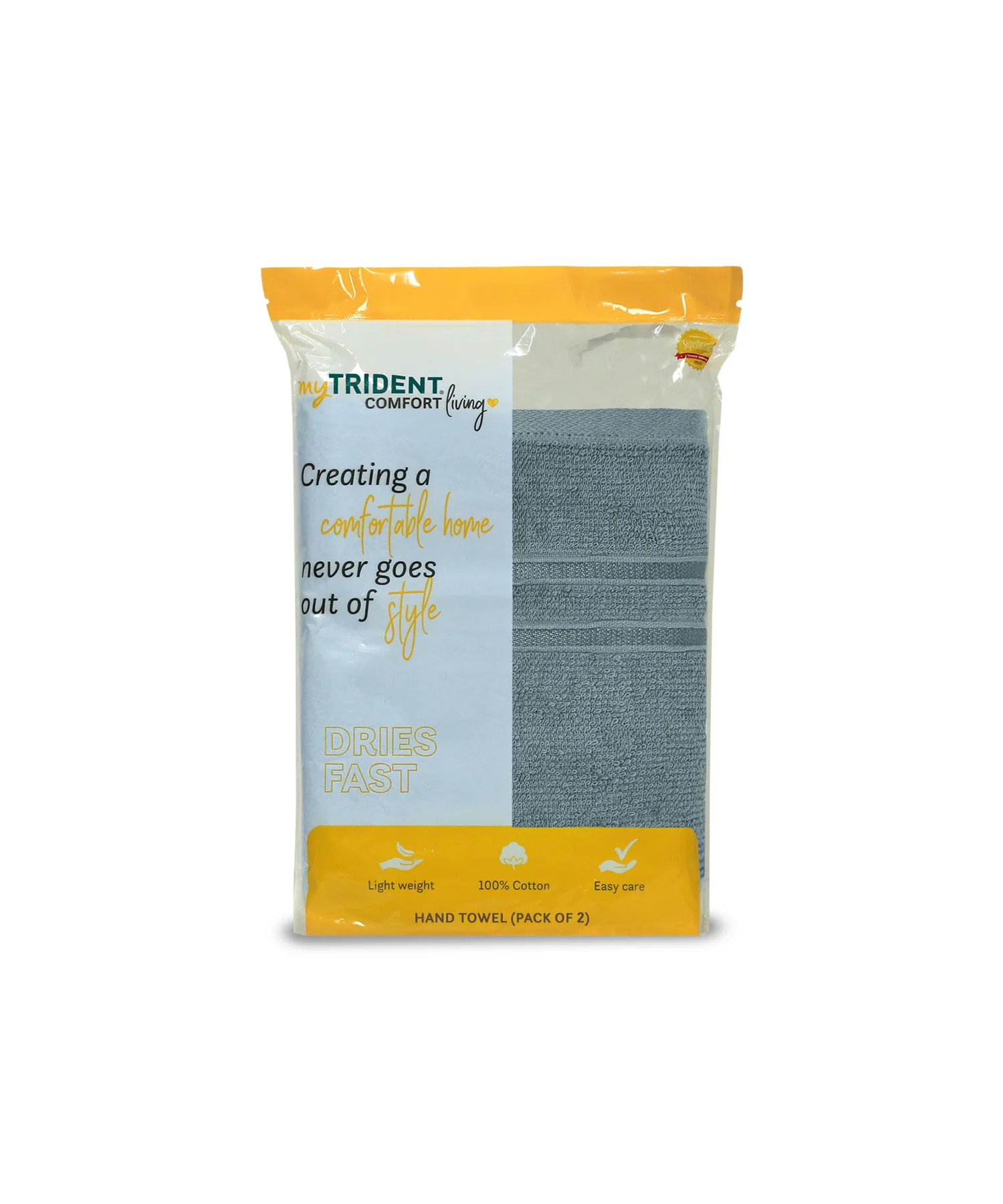 Comfort Living 2Pc Hand Towel ,400 Gsm, Quicky Dry, New Grey - Image 4