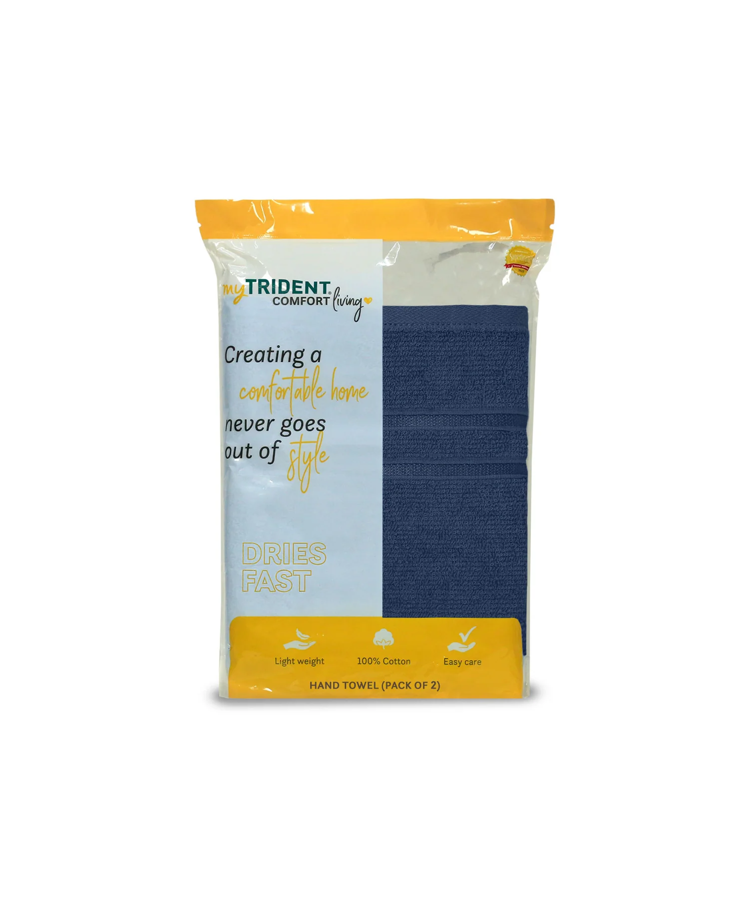 Comfort Living 2Pc Hand Towel ,400 Gsm, Quicky Dry, New Navy - Image 5