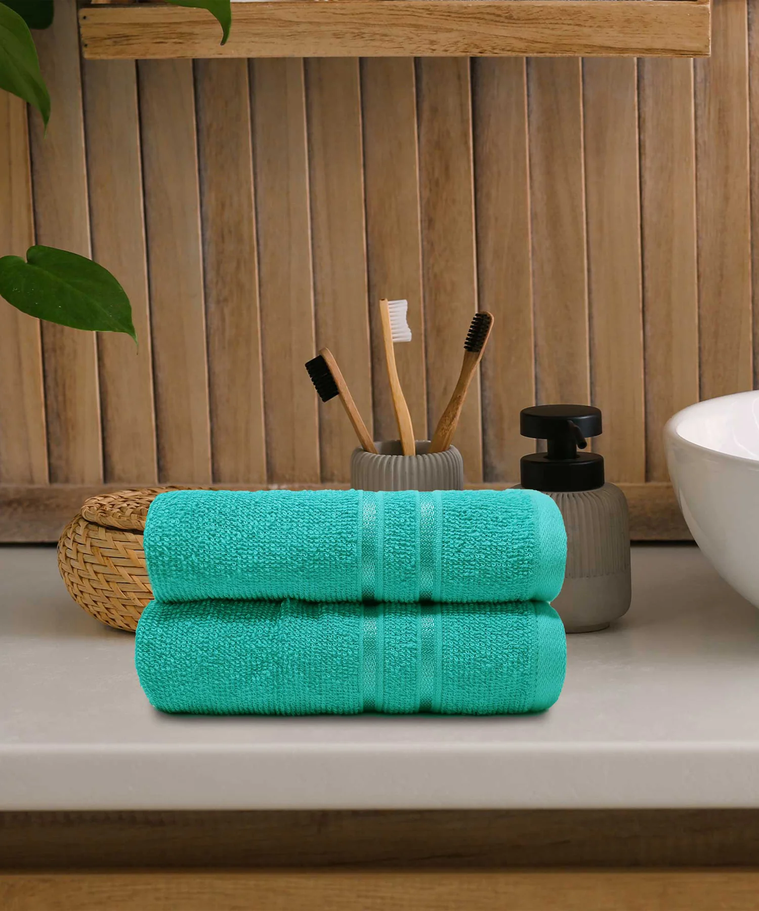 Comfort Living 2Pc Hand Towel ,400 Gsm, Quicky Dry, Sea Green - Image 8