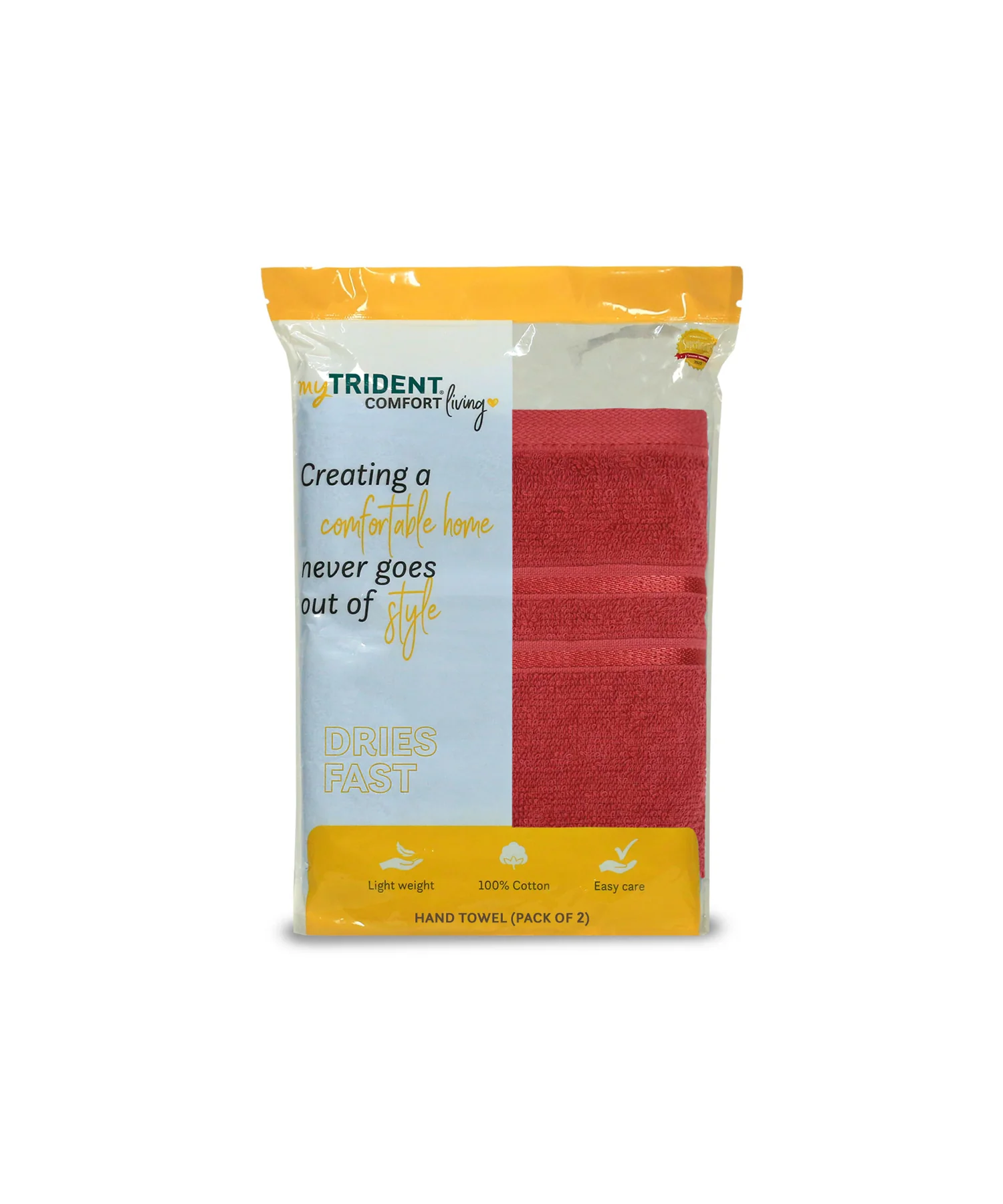 Comfort Living 2Pc Hand Towel ,400 Gsm, Quicky Dry, Tango Tomato - Image 8