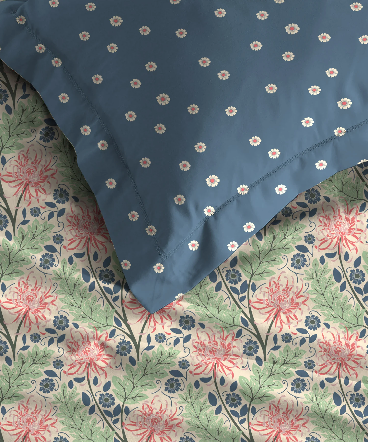 Comfort Living Queen Bedsheet Set, Serene Blue| 120 TC Cotton|2 Pillow Cover - Image 3