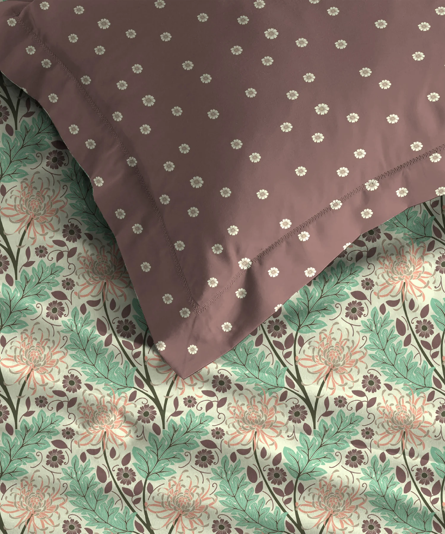Comfort Living Queen Bedsheet Set, Serene Brown| 120 TC Cotton|2 Pillow Cover - Image 3