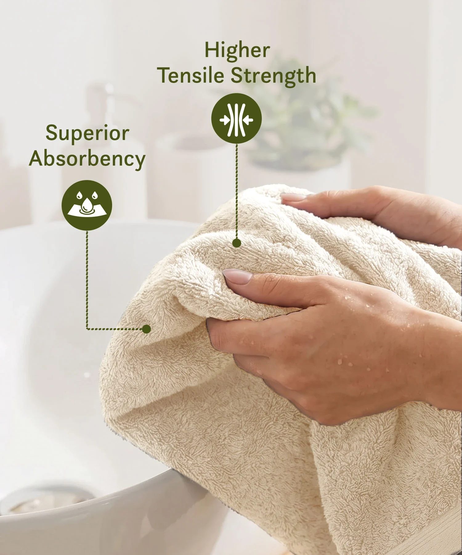 Cotton Bamboo Bath Towel, Beige| 450 GSM - Image 8