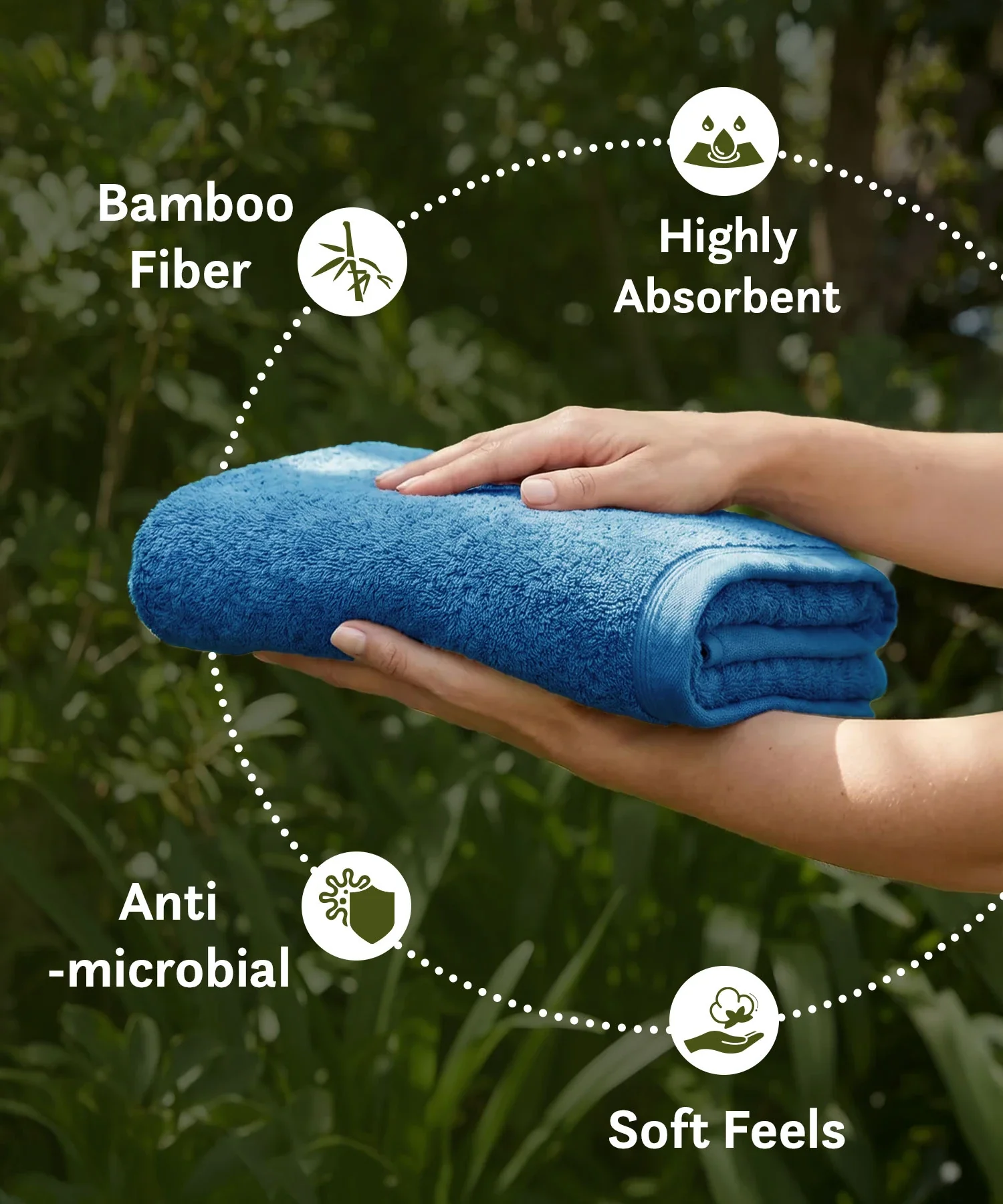 Cotton Bamboo Bath Towel, Blue| 450 GSM - Image 4