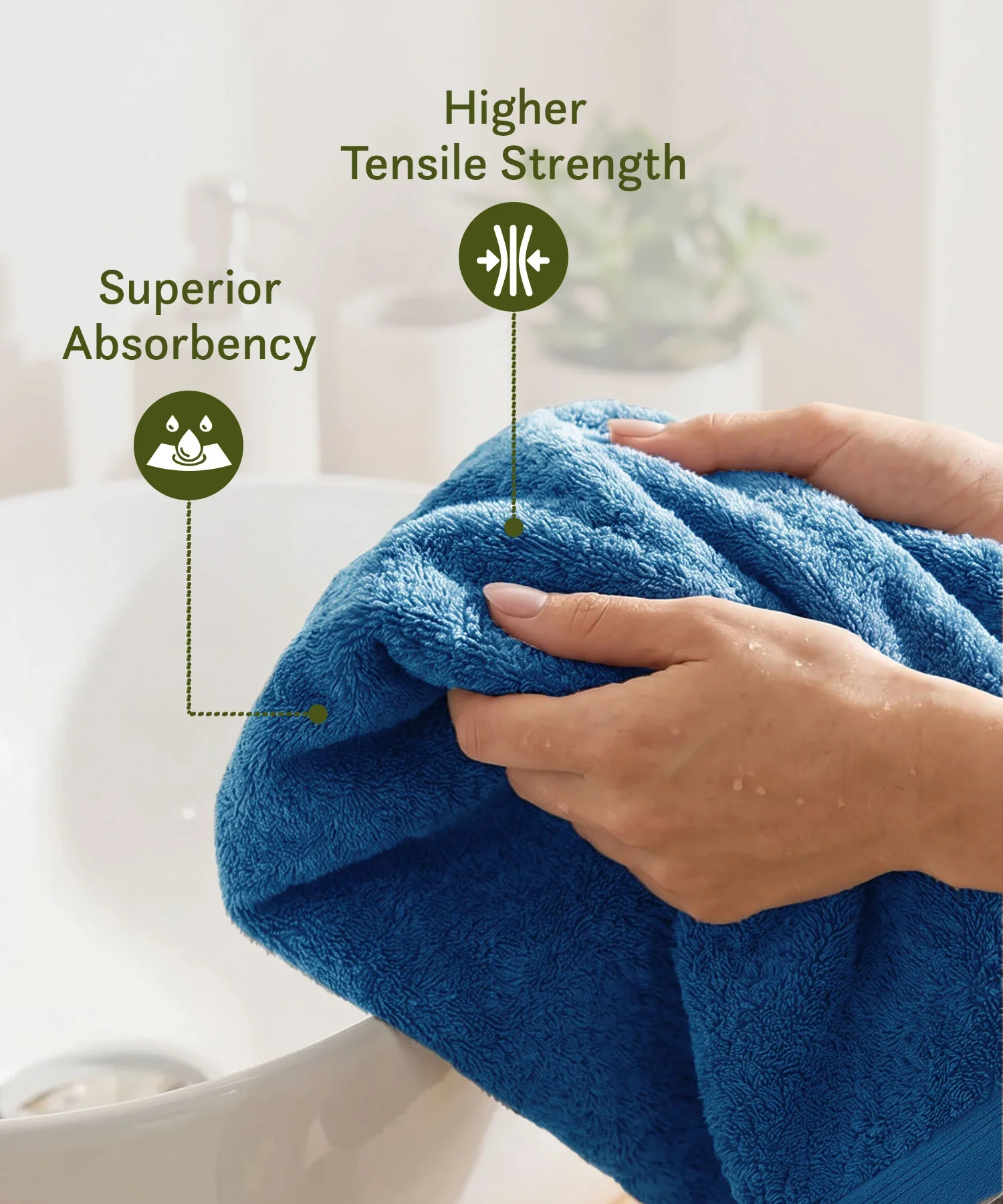 Cotton Bamboo Bath Towel, Blue| 450 GSM - Image 8
