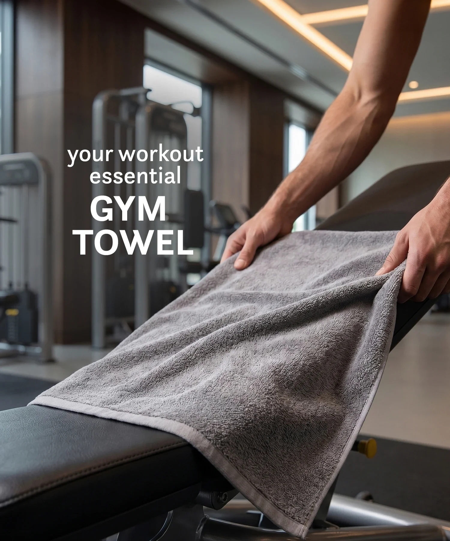 Cotton Bamboo Gym Towel, Charcoal| 450 GSM|Quick Dry - Image 2