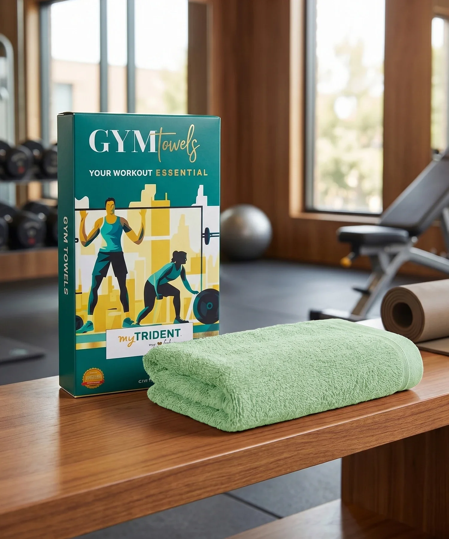 Cotton Bamboo Gym Towel, Sage Green| 450 GSM|Quick Dry