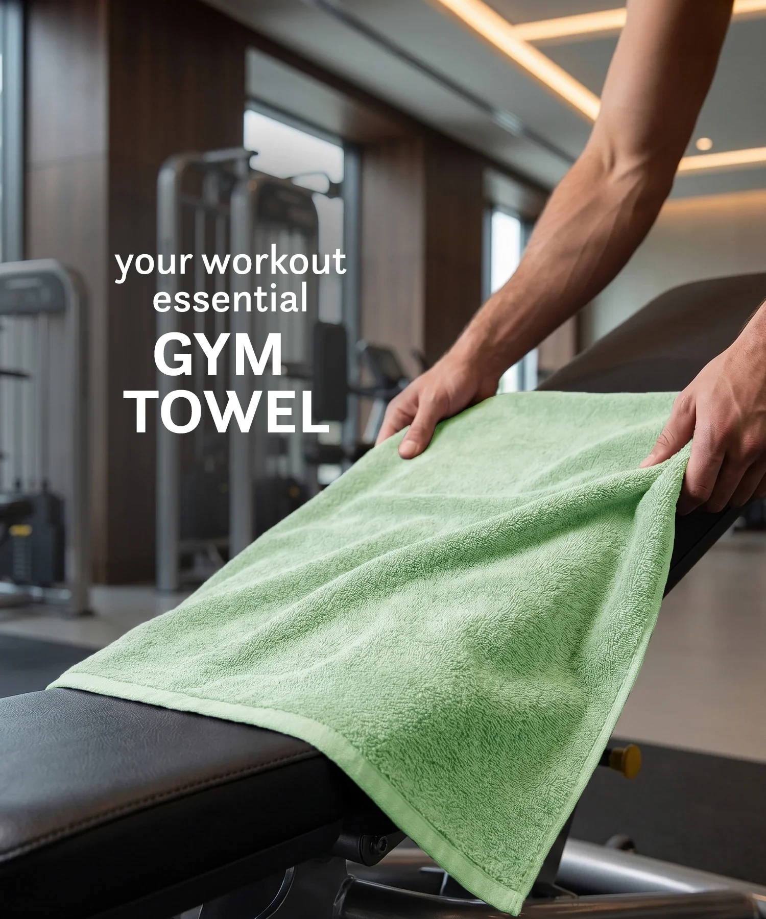 Cotton Bamboo Gym Towel, Sage Green| 450 GSM|Quick Dry - Image 2