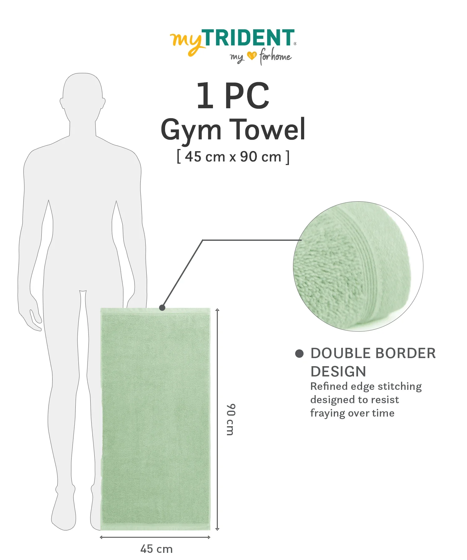 Cotton Bamboo Gym Towel, Sage Green| 450 GSM|Quick Dry - Image 8