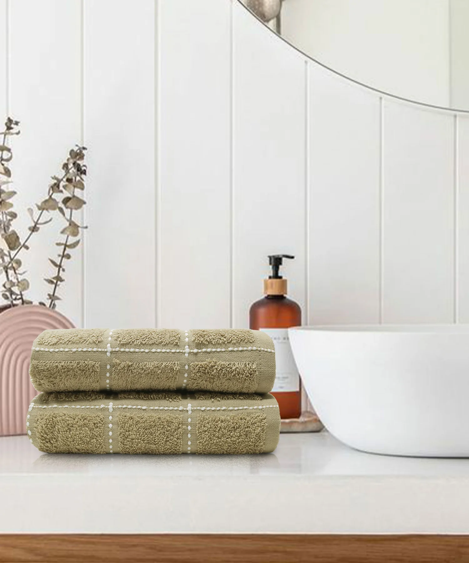 Dusk & Dawn Incense Wood 2 Hand Towel, 400 GSM, Cotton Rich, Weft Insert Solid Towel, Brown - Image 4