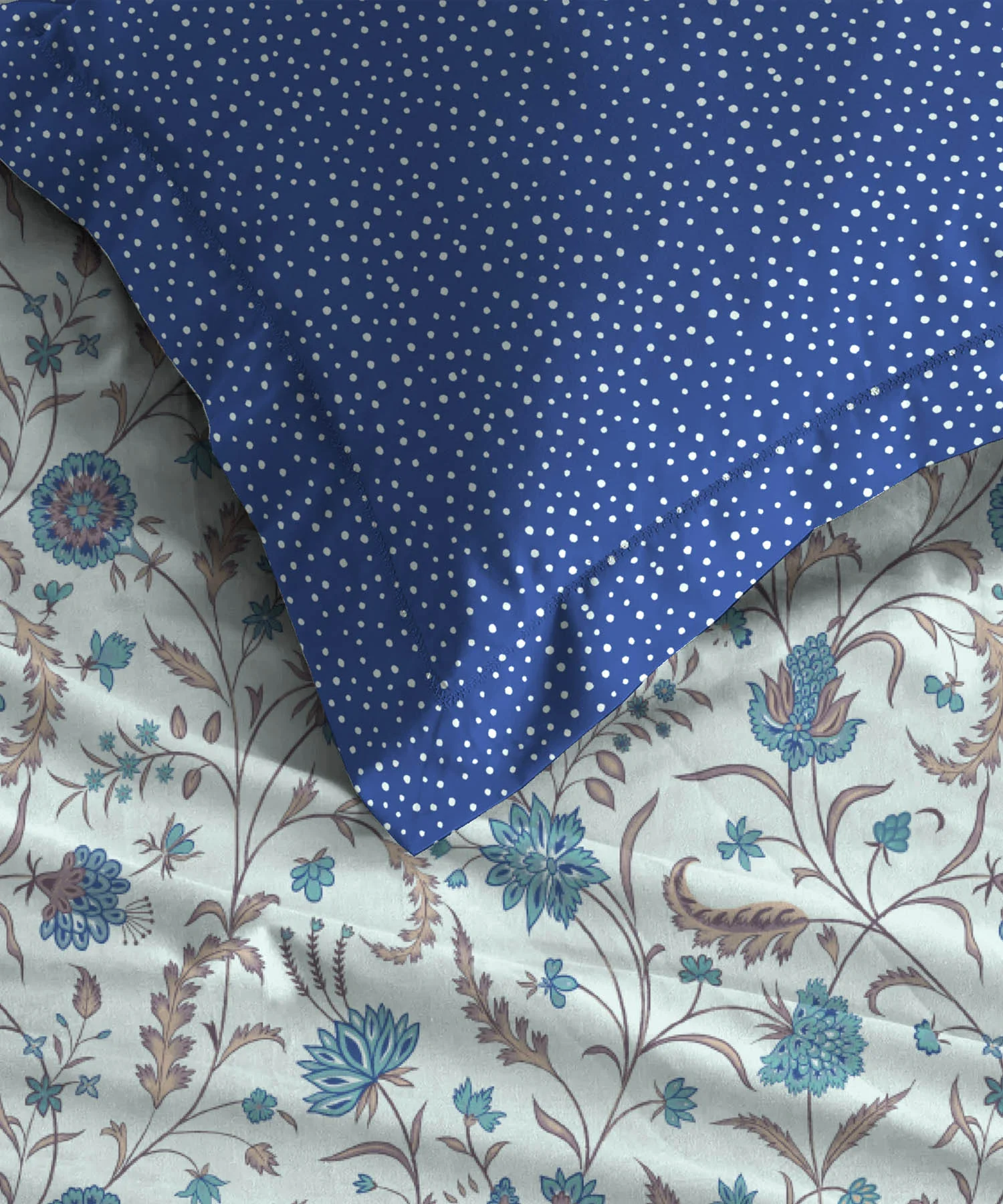 Dusk & Dawn Queen Bedsheet Set, Coromandel Blue| 144 TC Cotton|2 Pillow Covers - Image 3