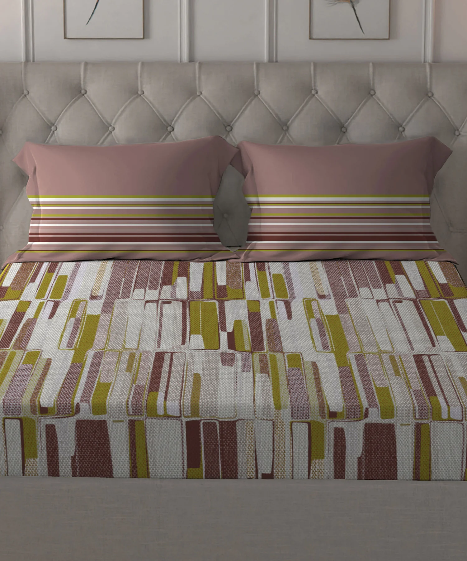 Dusk & Dawn Queen Bedsheet Set, Crossroads Red| 144 TC Cotton|2 Pillow Covers - Image 4