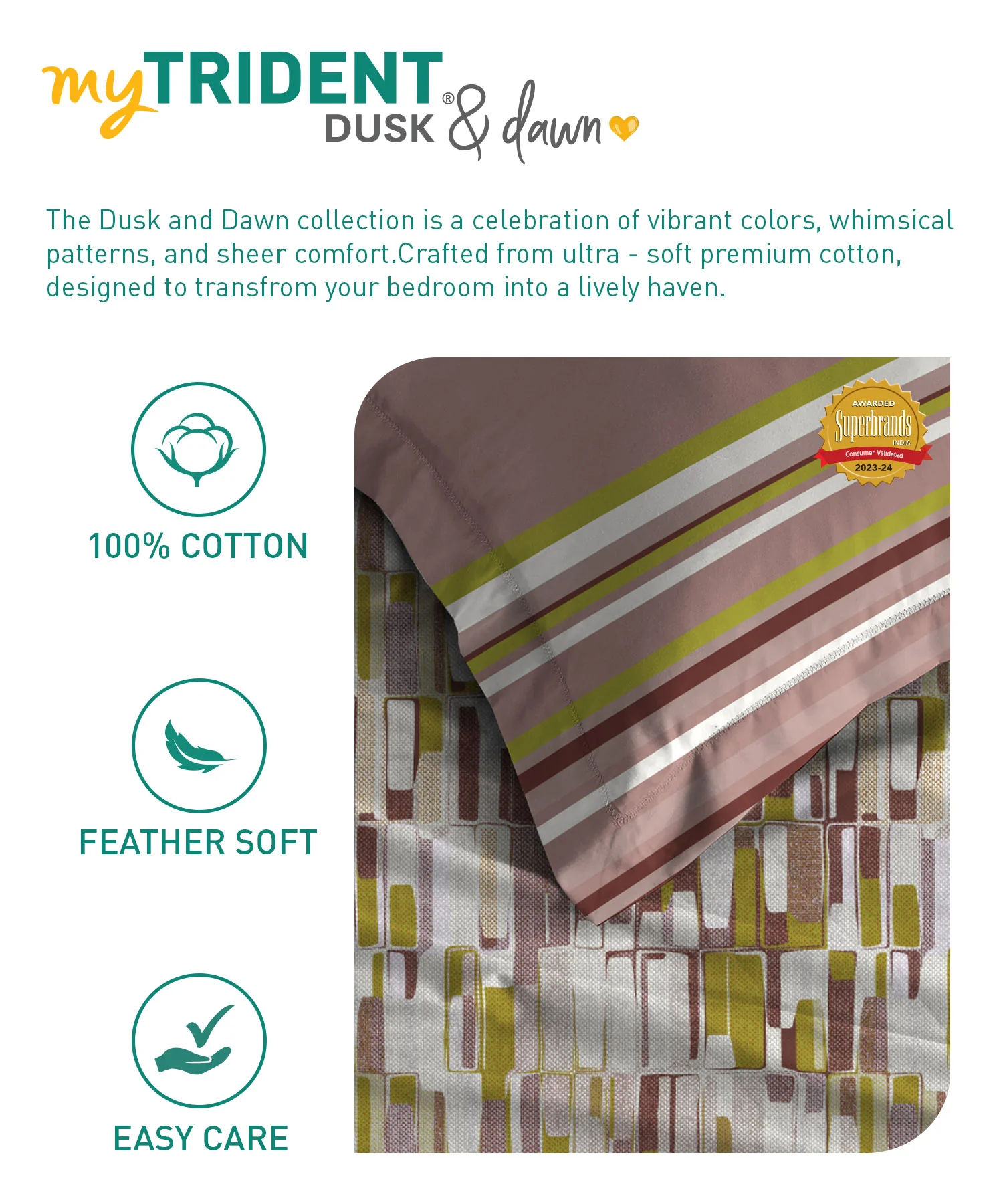 Dusk & Dawn Queen Bedsheet Set, Crossroads Red| 144 TC Cotton|2 Pillow Covers - Image 6