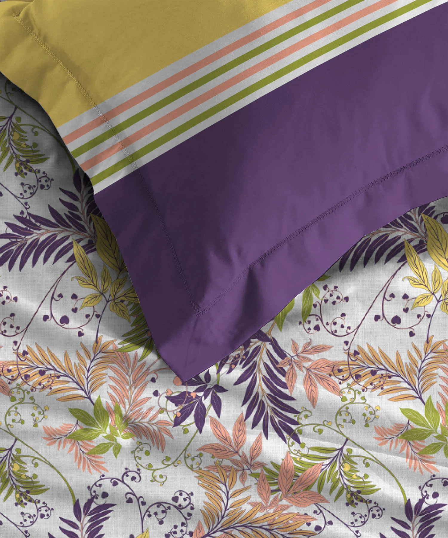 Dusk & Dawn Queen Bedsheet Set, Firefly Purple|144 TC Cotton|2 Pillow Covers - Image 3