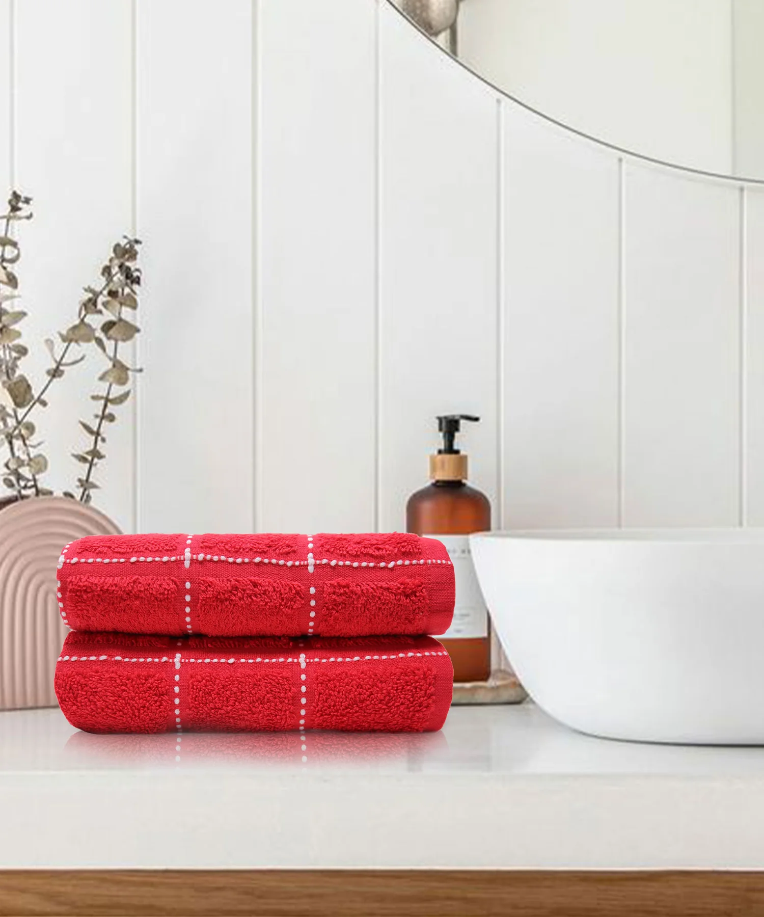 Dusk & Dawn 2 Pc Hand Towel, Sweet Red|400 GSM Cotton - Image 4